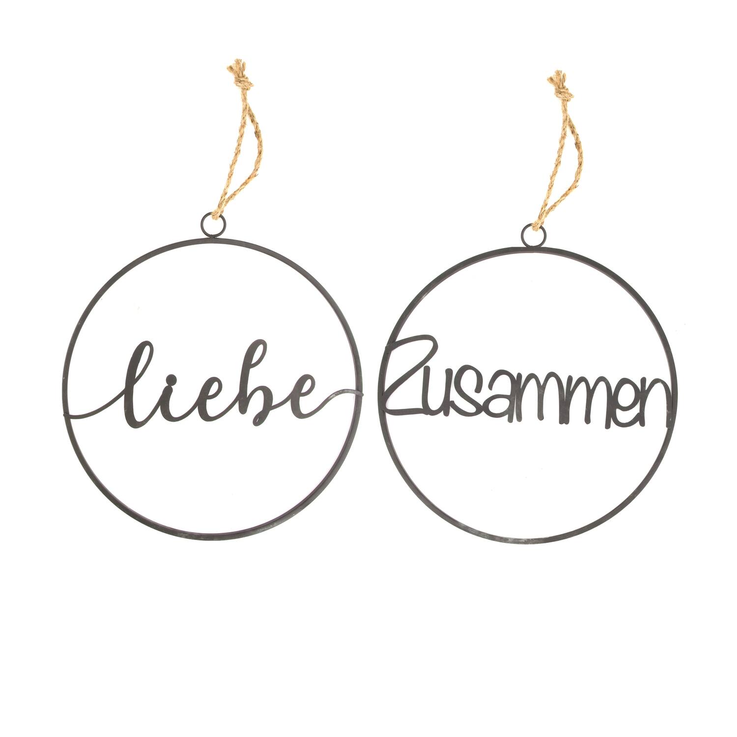 Hanger round text metal Ø35x1cm A/2