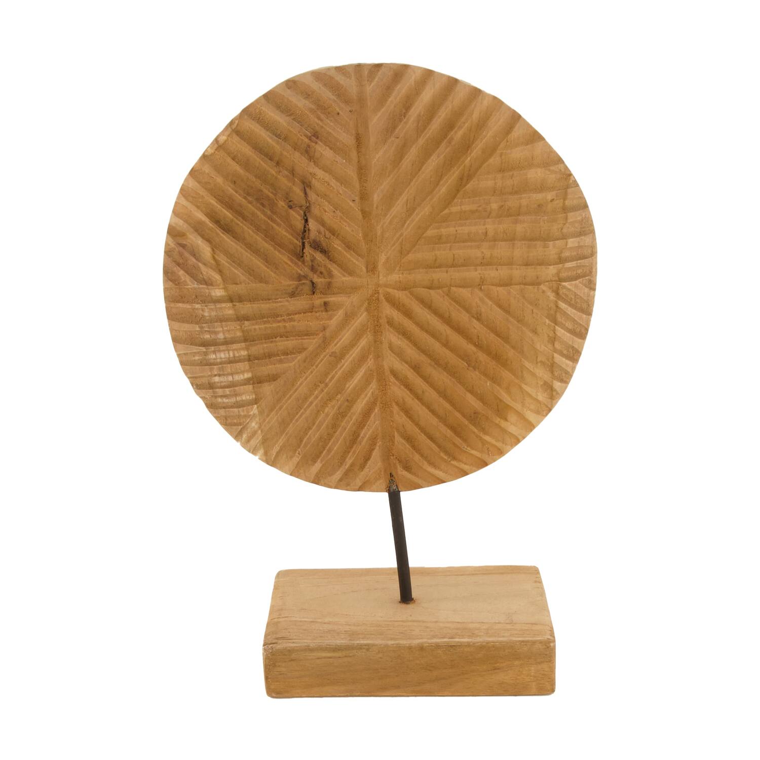 Statue circle teak wood 22x10x32cm - Natural