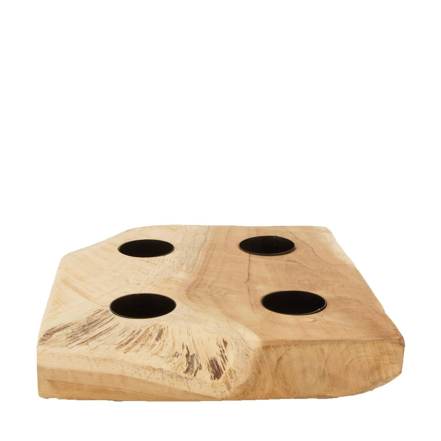 Candle holder teak wood 28x26x6cm - Natural