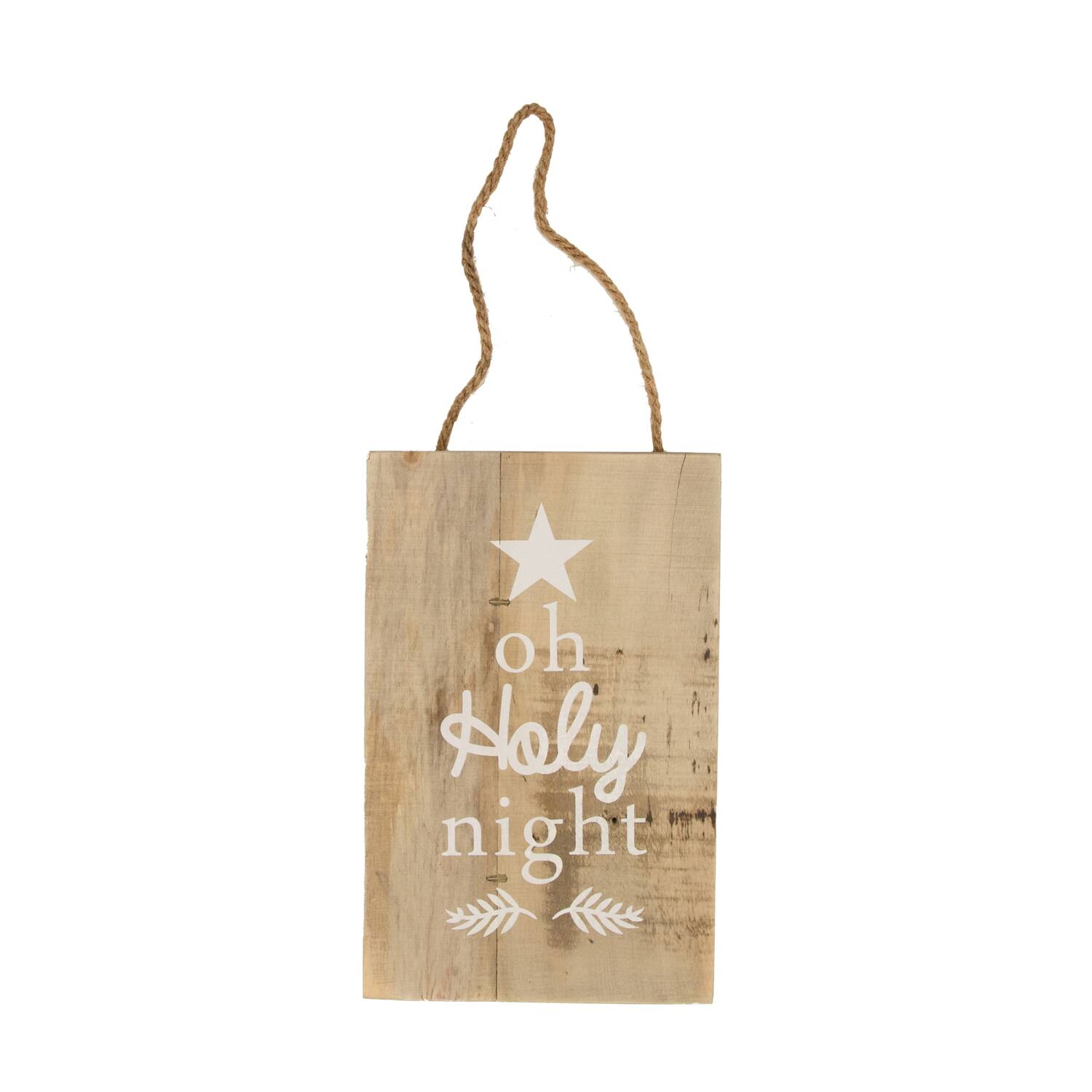 Sign oh holy night wood 18x28x1.5cm - Natural