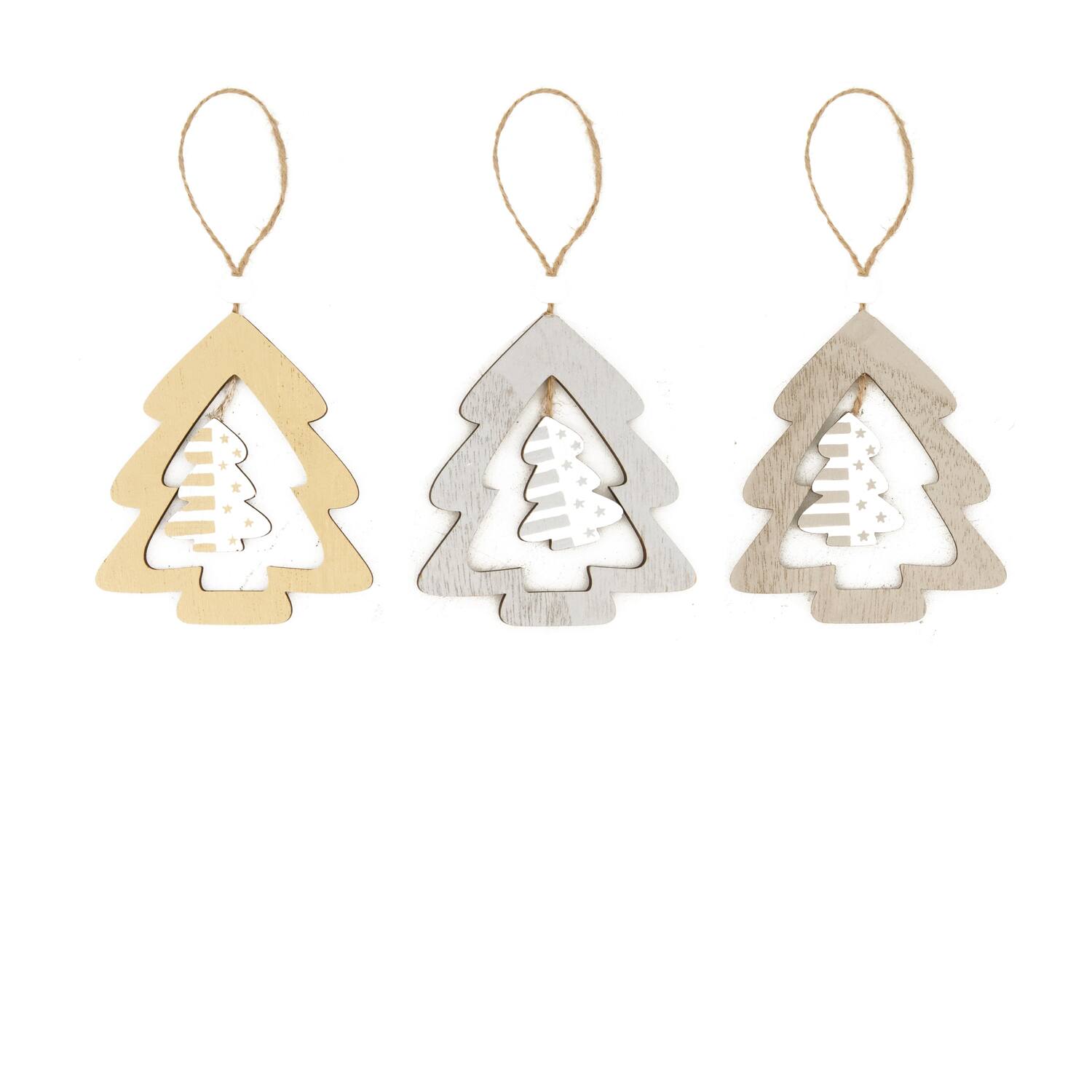 Hanger tree plywood 9x0.4x10cm 3pc - Multi
