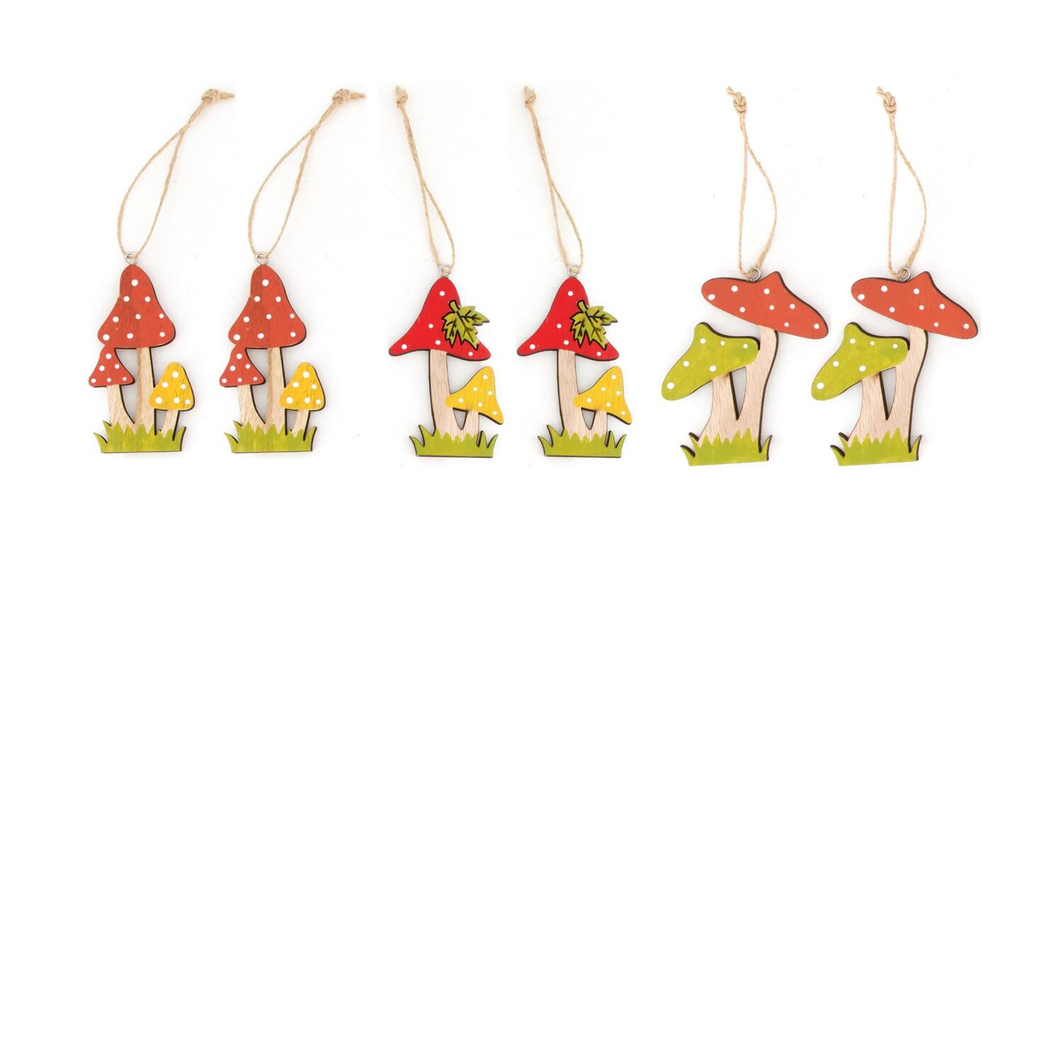 Hanger mushroom paulownia wood 7.5x0.5x8.5cm 2pc  - Multi