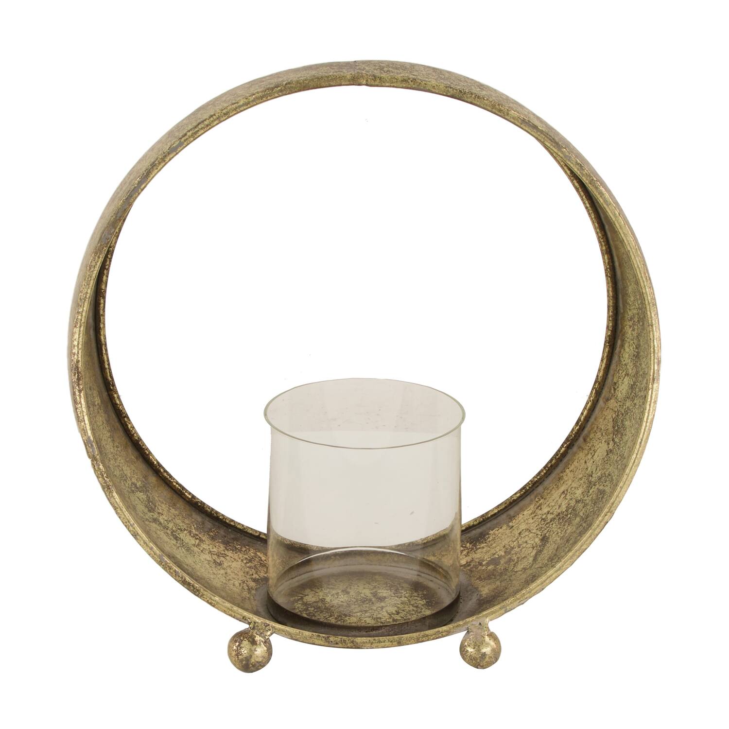 Candle holder metal with glass 27.5x14.5x28cm - Gold