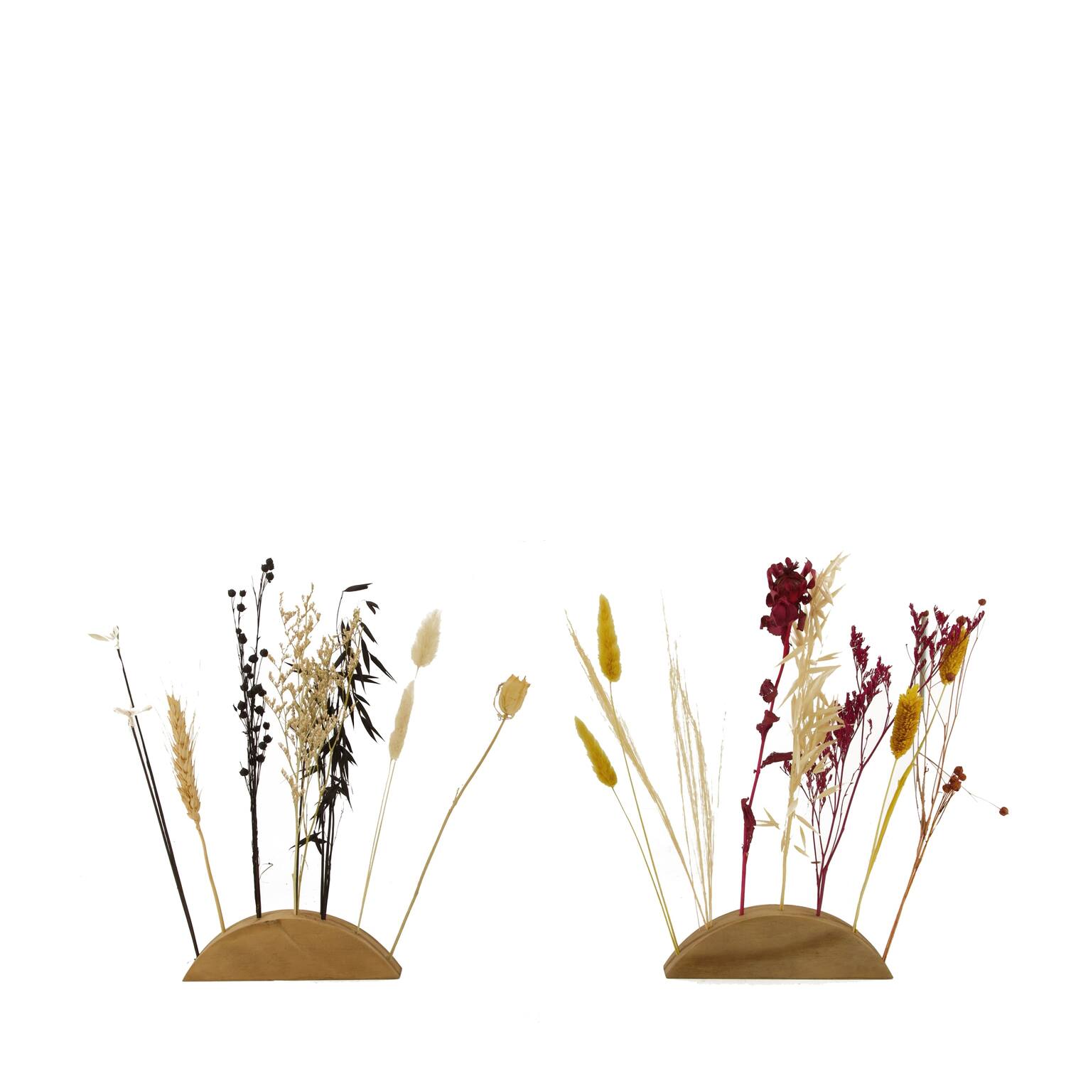 Dried flower nature with wooden base 17.5x3.5x29.5cm A/2