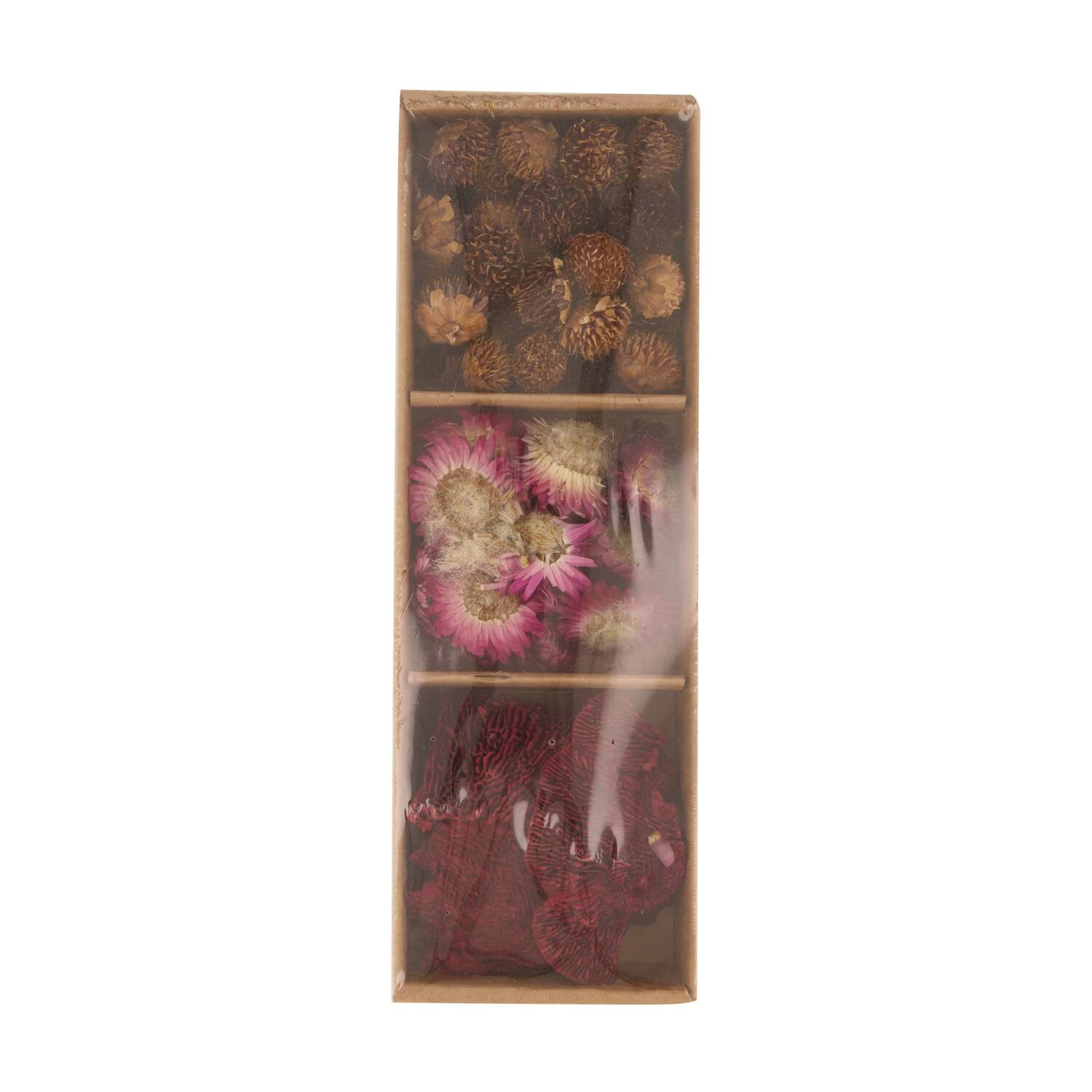 Box with exotic flowers nature 27x9x4cm