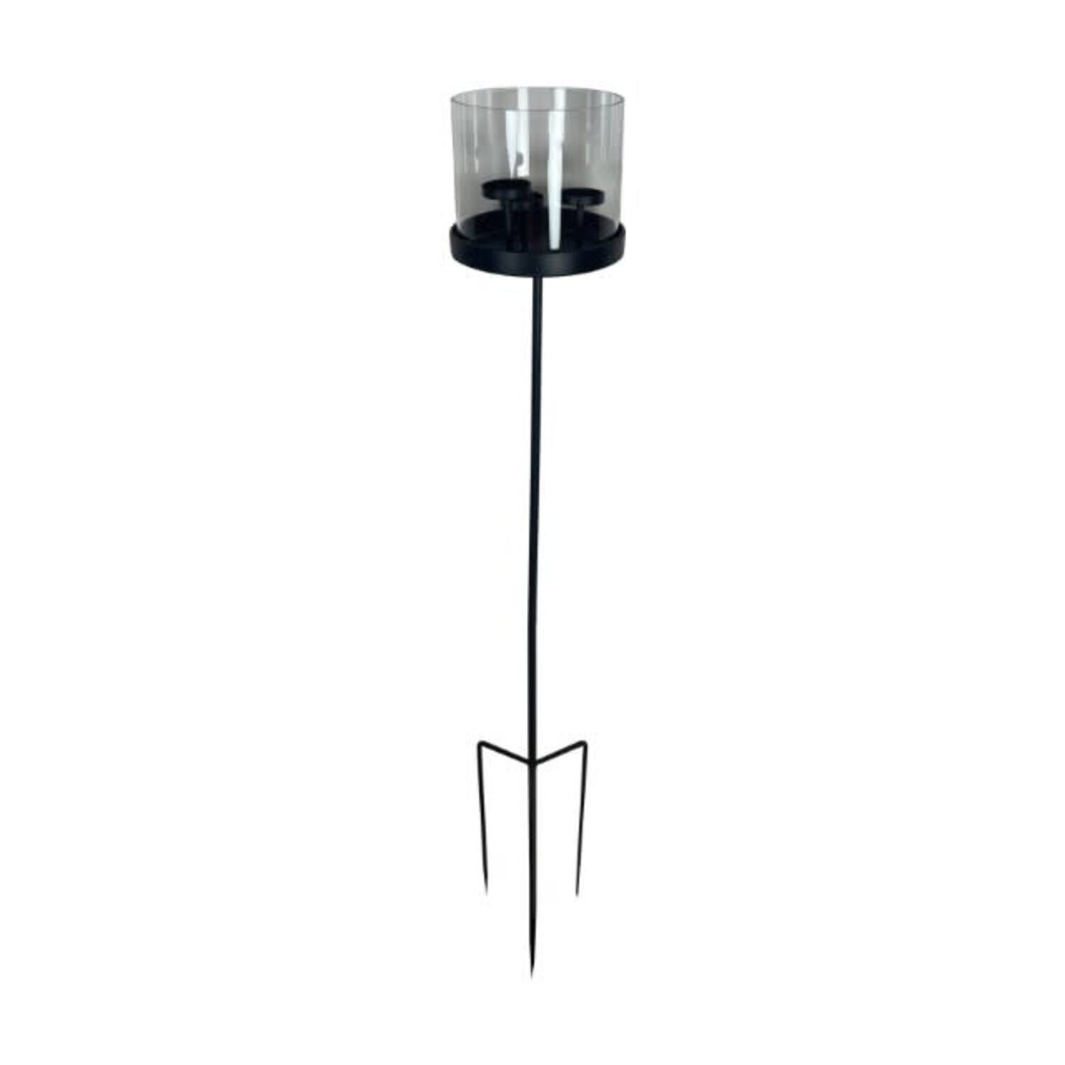 Tealight holder metal on stick 19x19x104cm - Black