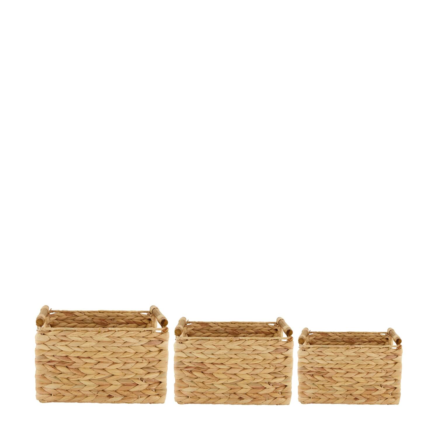 Basket waterhyacinth 38x28x20cm S/3