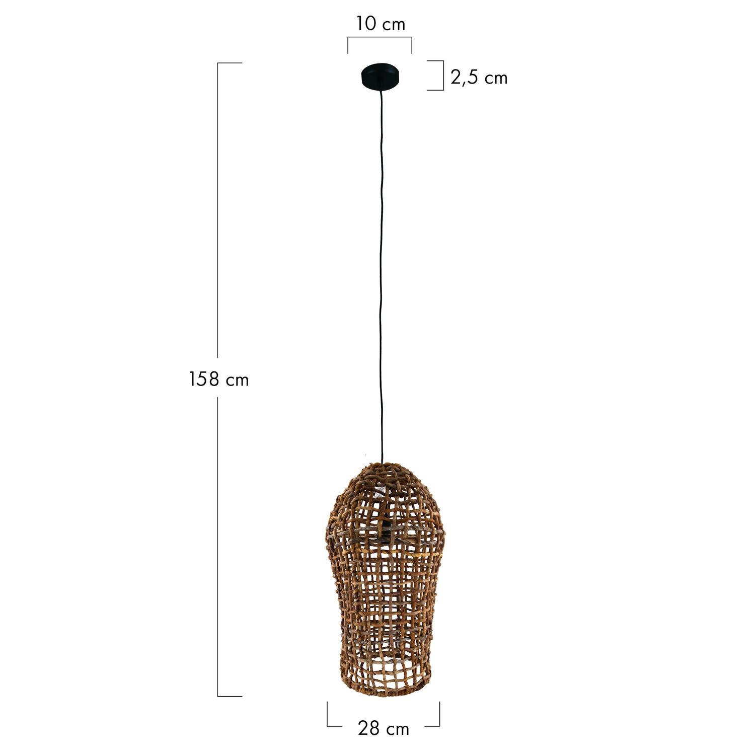 Hanglamp Hanoi - Bananenblad - 28x28x58cm - Bruin