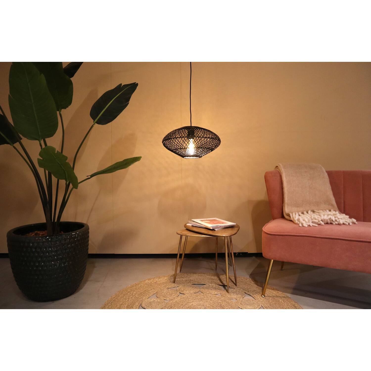 Ceiling light rattan 38x38x20cm