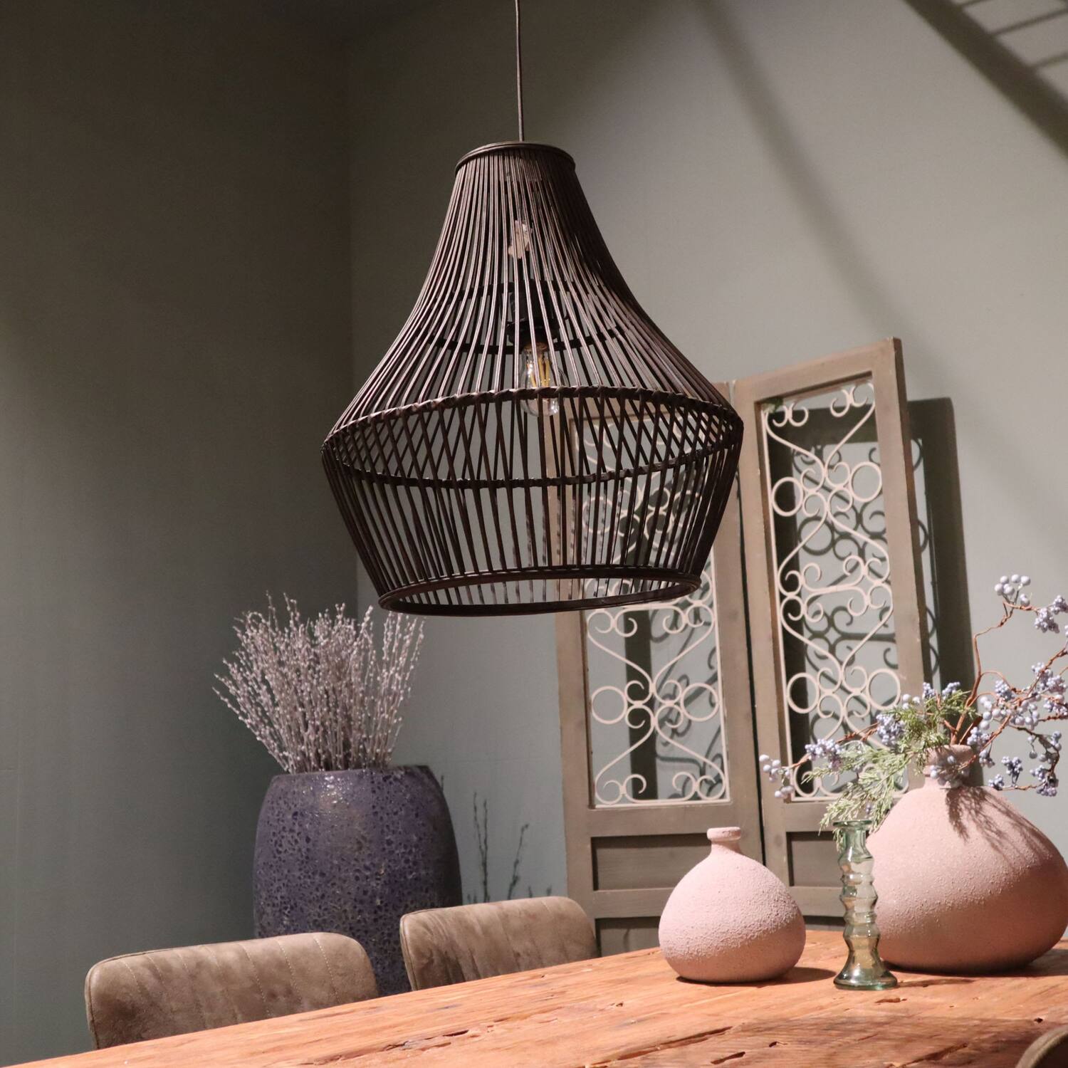 Ceiling light bamboo 46x46x50cm