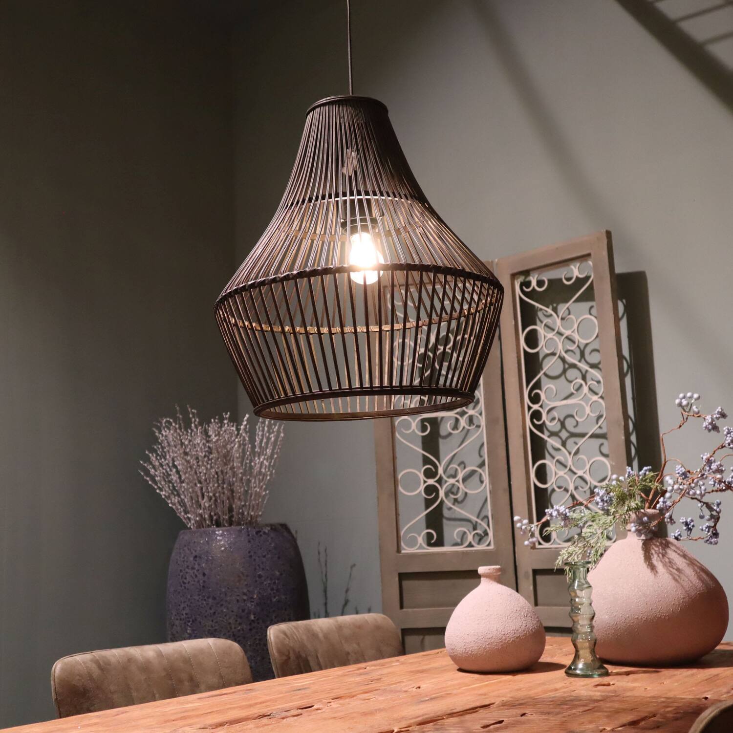 Ceiling light bamboo 46x46x50cm