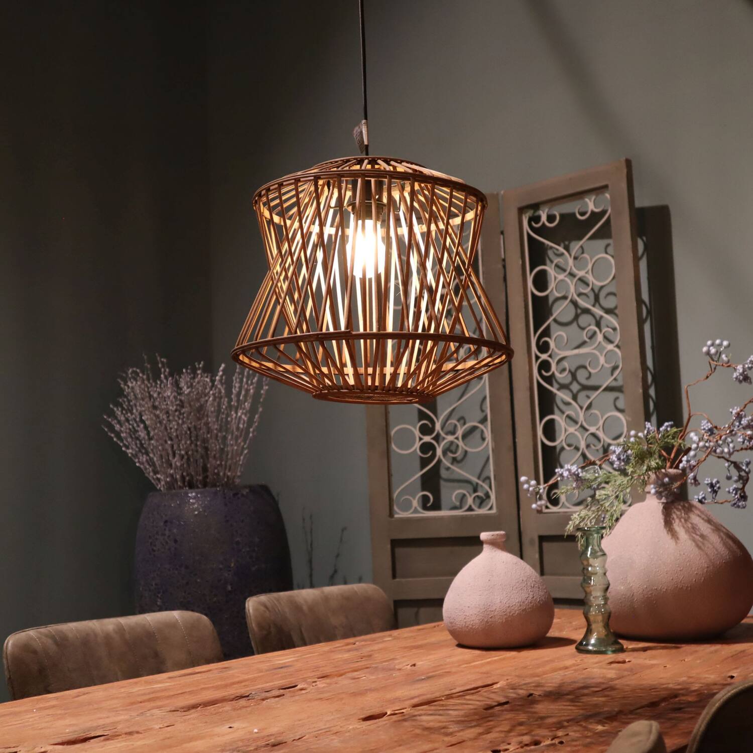 Ceiling light bamboo 38x38x32cm