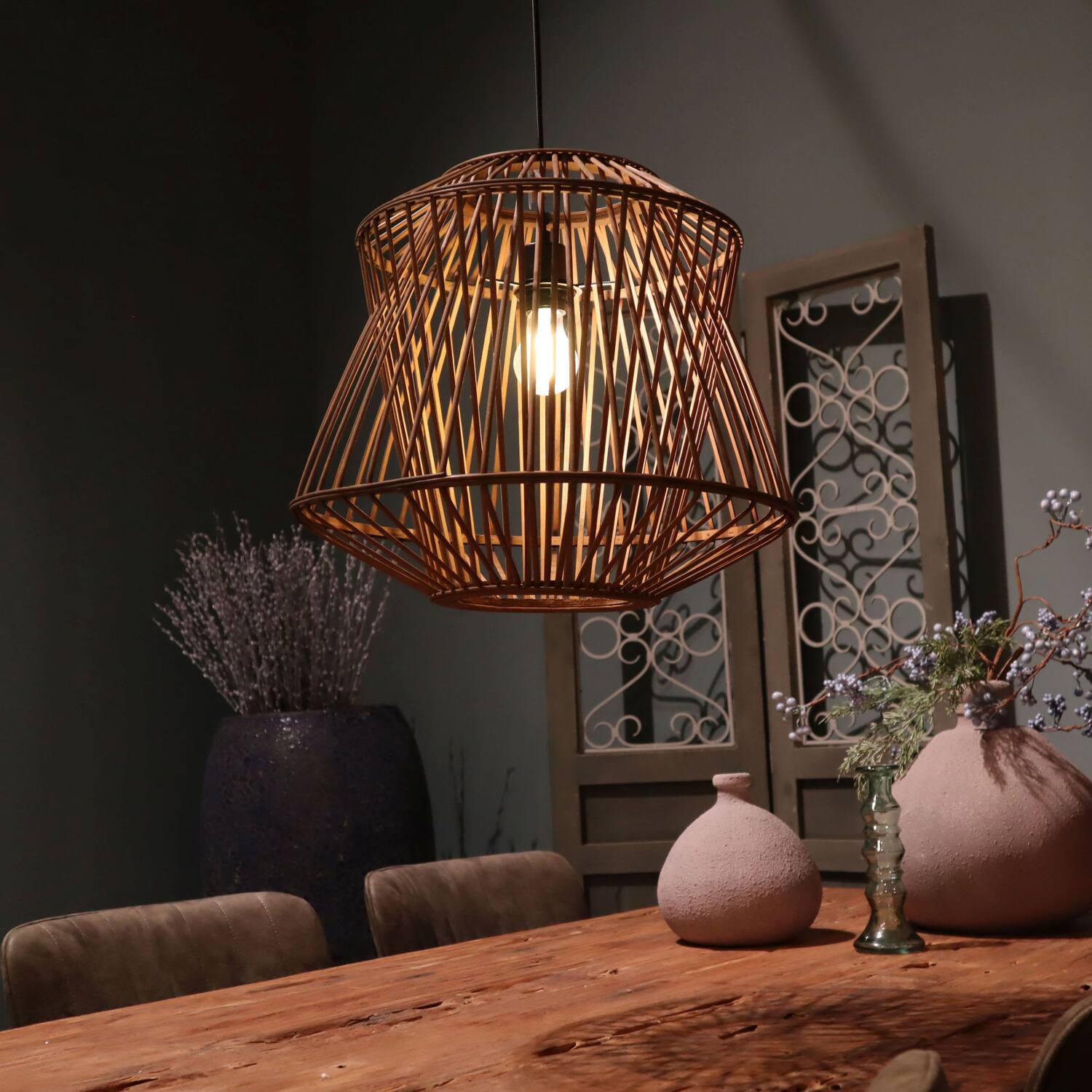 Ceiling light bamboo 46x46x40cm