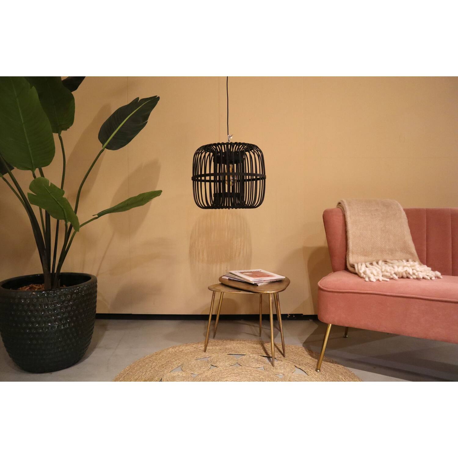 Ceiling light round bamboo 38x38x32cm
