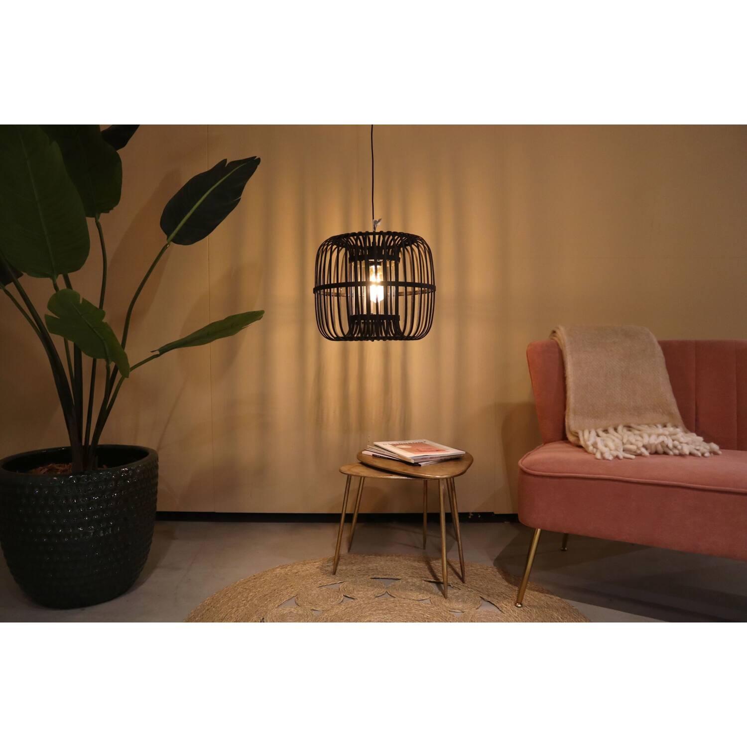 Ceiling light round bamboo 38x38x32cm