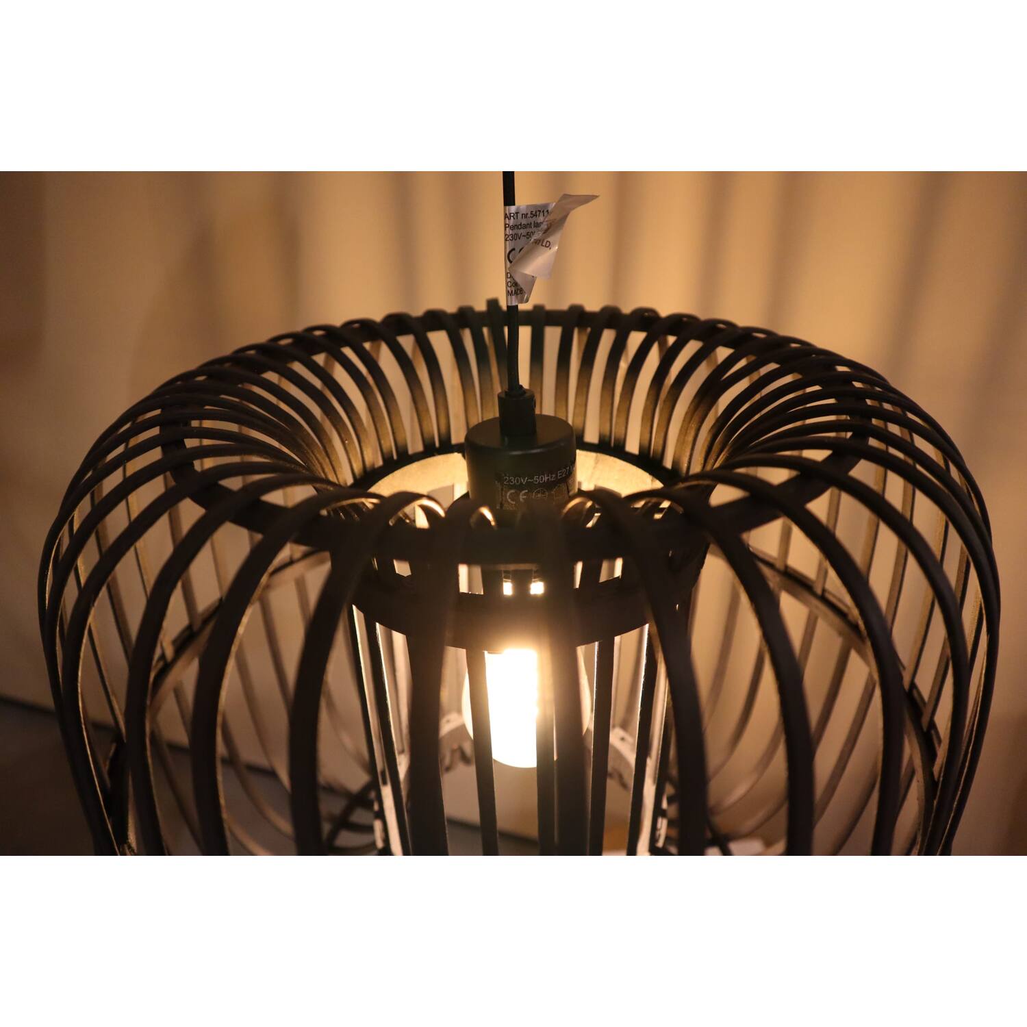 Ceiling light round bamboo 38x38x32cm