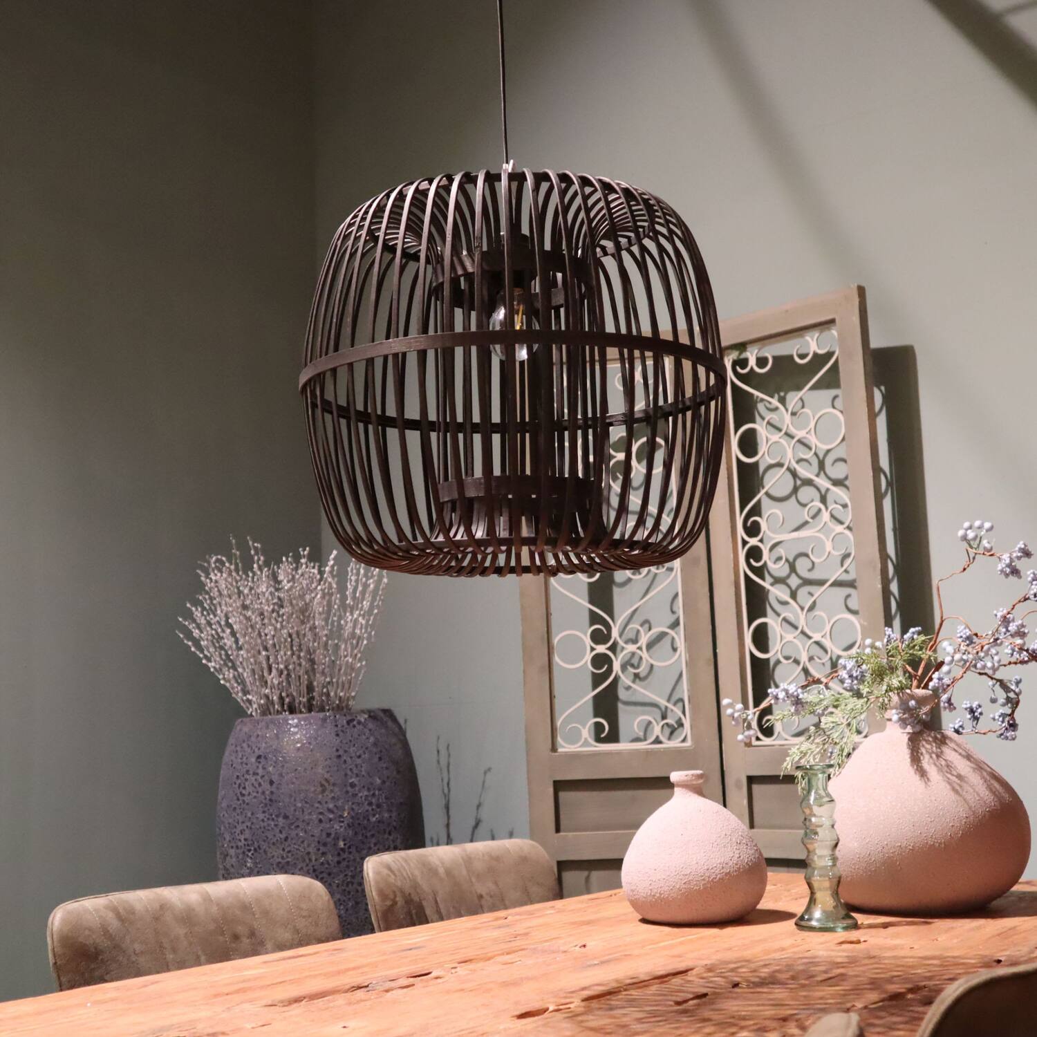 Ceiling light bamboo 46x46x40cm