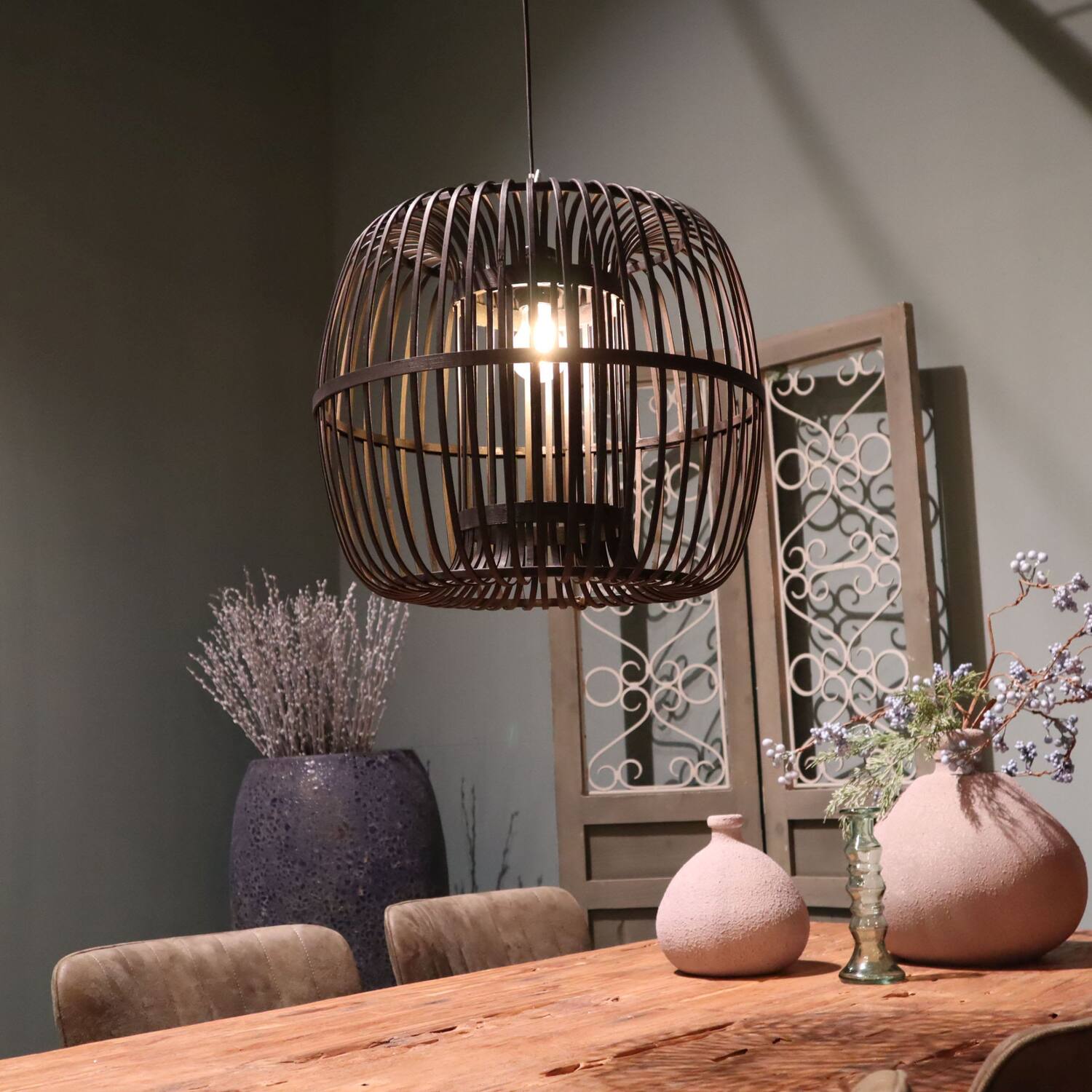 Ceiling light bamboo 46x46x40cm