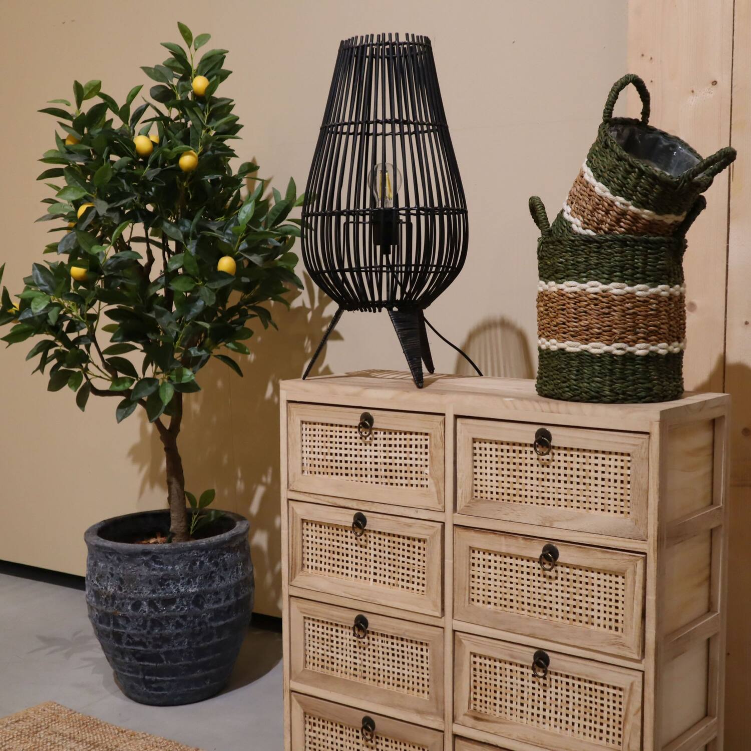 Floor lamp bamboo 28x28x58cm