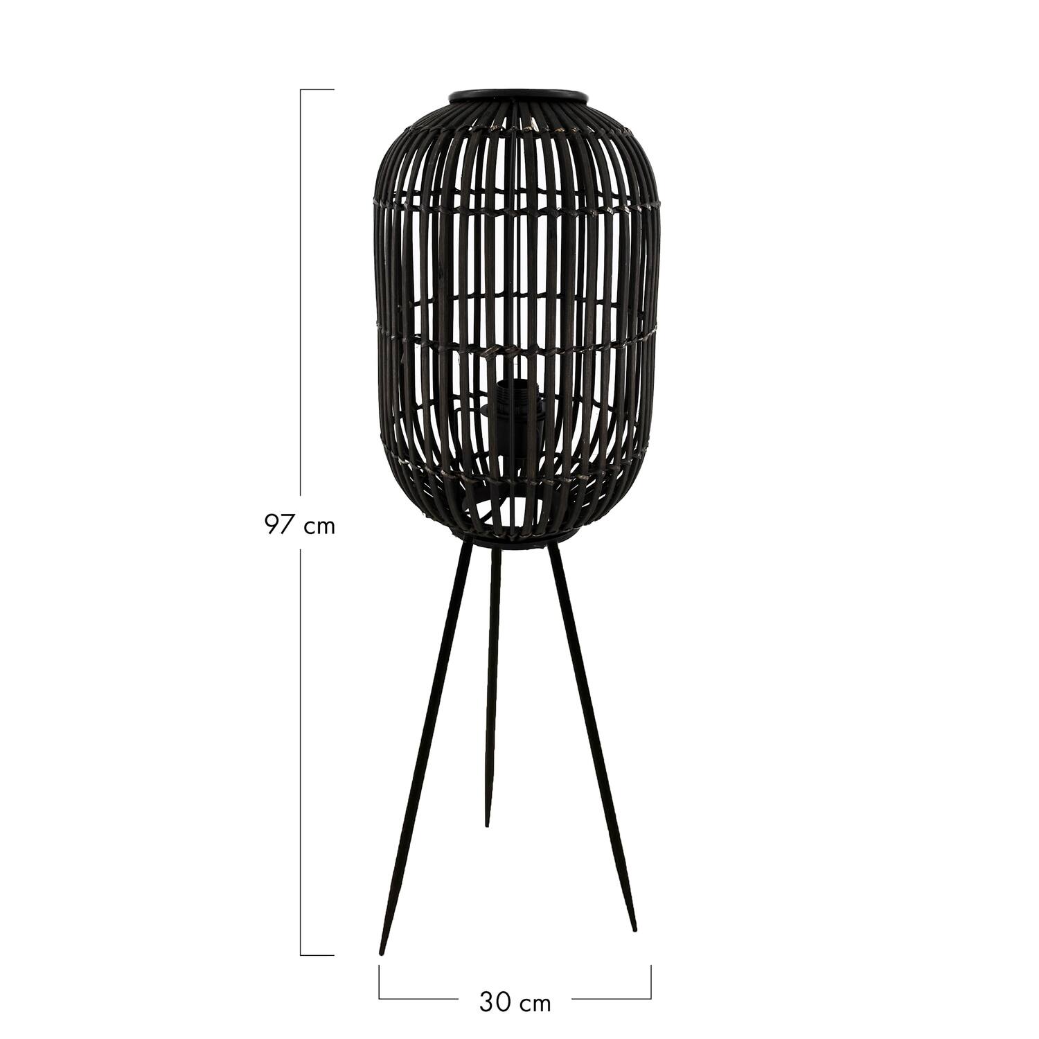 Lampadaire Essen - Bambou - 30x30x97cm - Noir