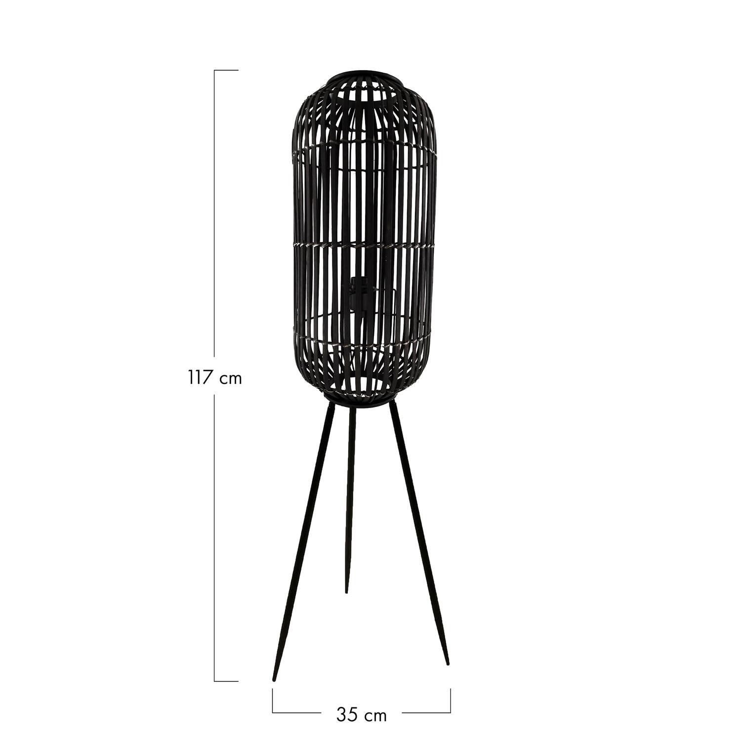 Staande lamp Essen - Bamboe - 35x35x117cm - Zwart
