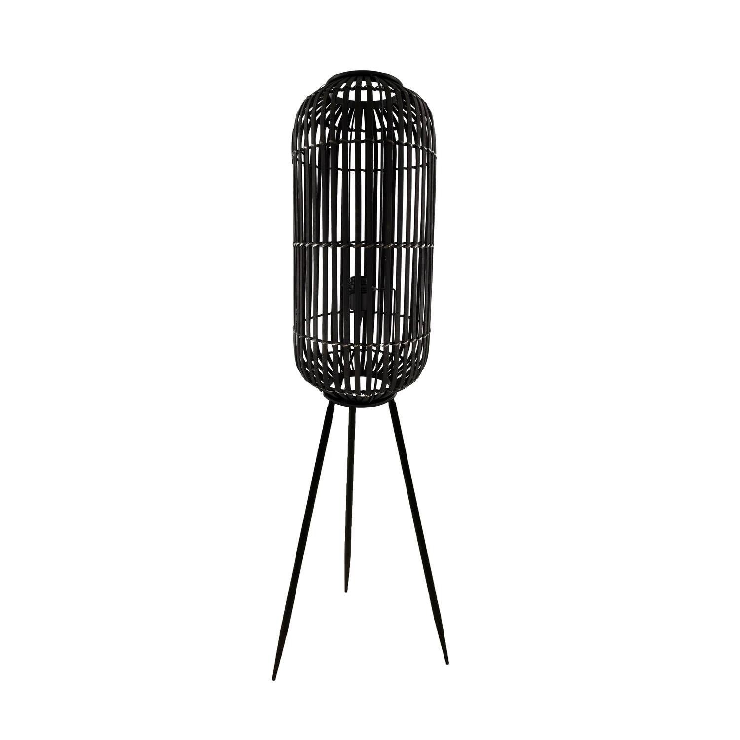 Staande lamp Essen - Bamboe - 35x35x117cm - Zwart