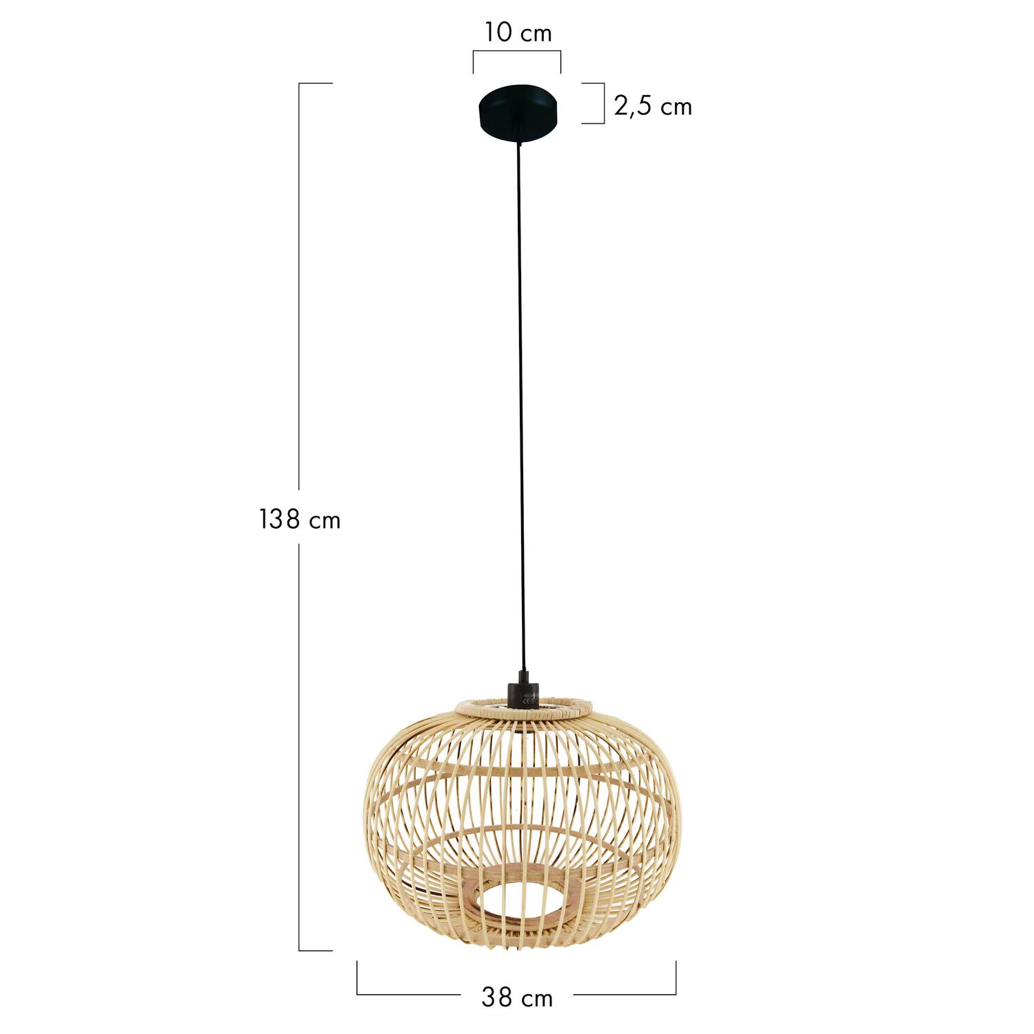 Ceiling light bamboo 38x38x27cm