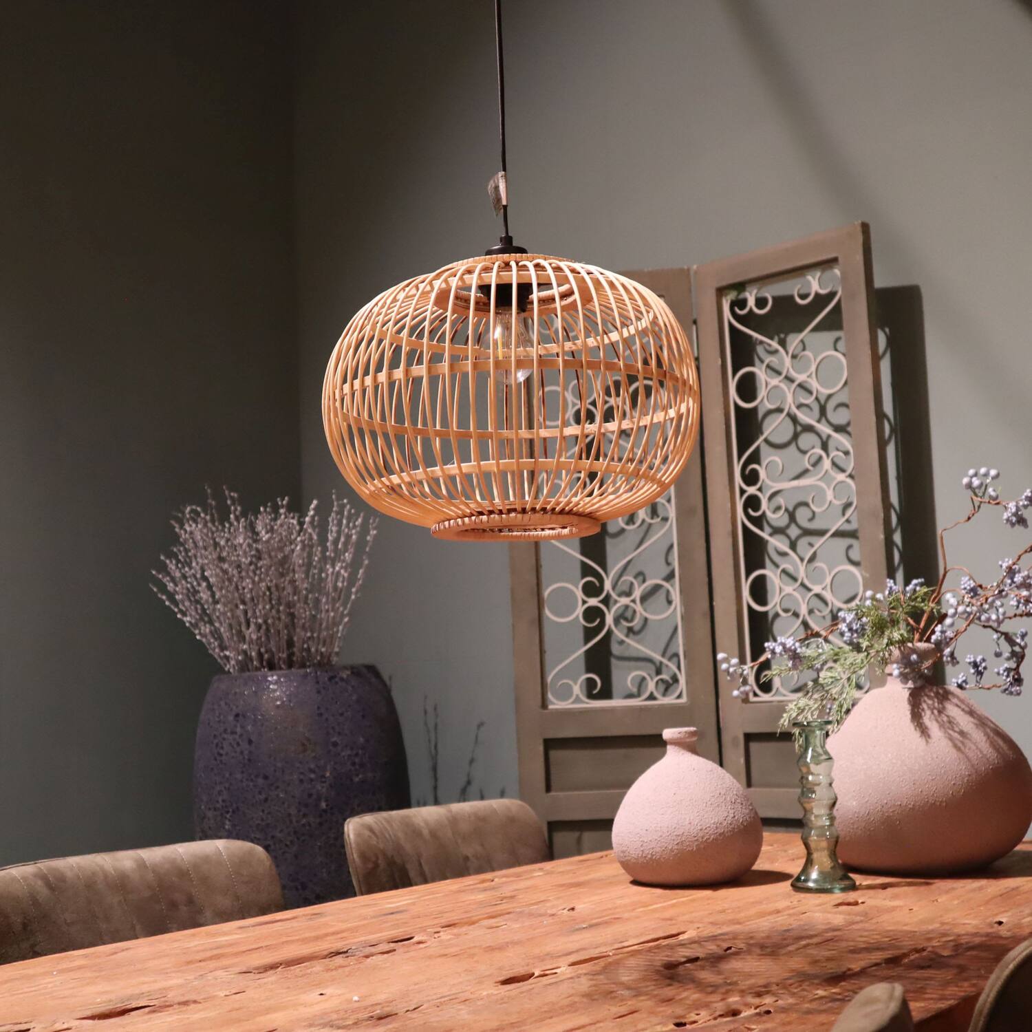 Ceiling light bamboo 38x38x27cm