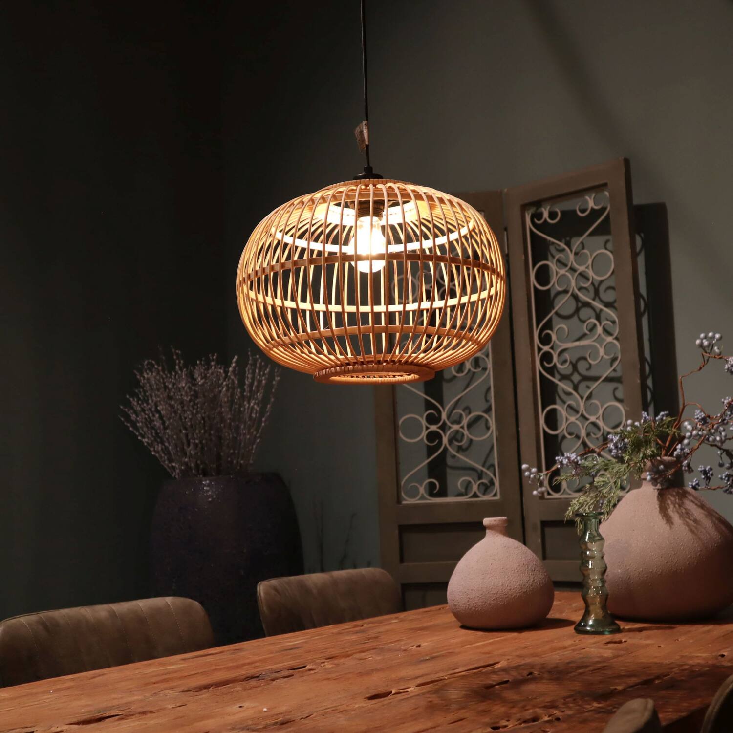 Ceiling light bamboo 38x38x27cm