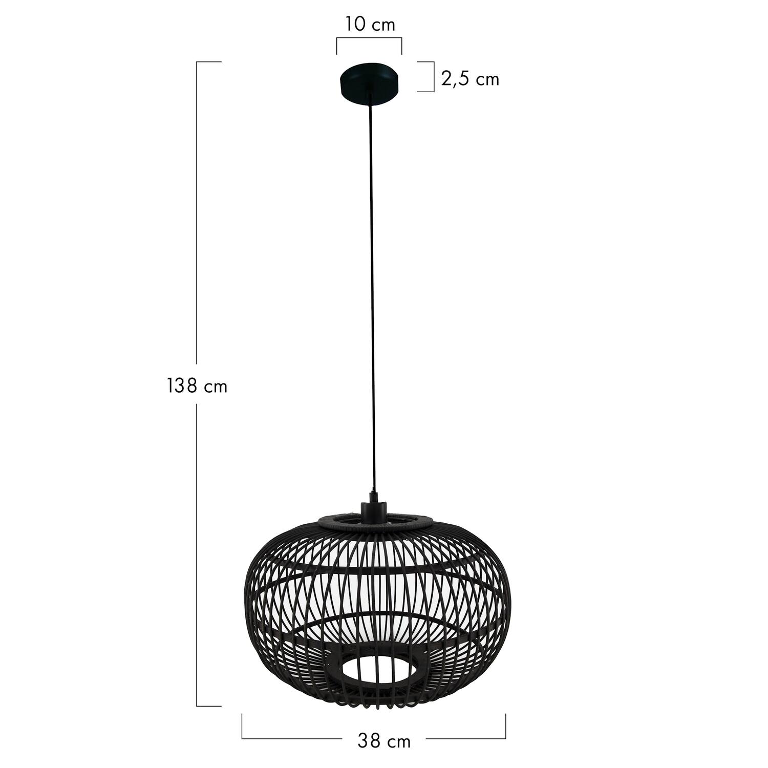 Hanglamp Varna - Bamboe - 38x38x27cm - Zwart