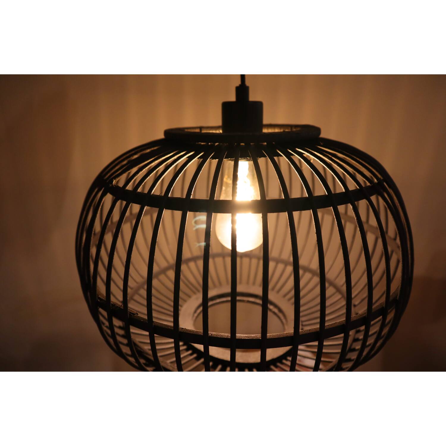 Hanglamp Varna - Bamboe - 38x38x27cm - Zwart