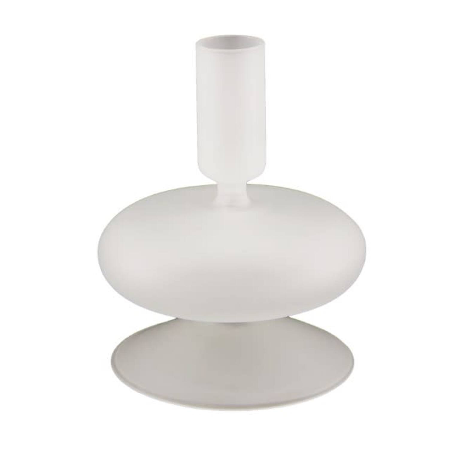 Dinnercandle holder glass 10x10x12cm - White