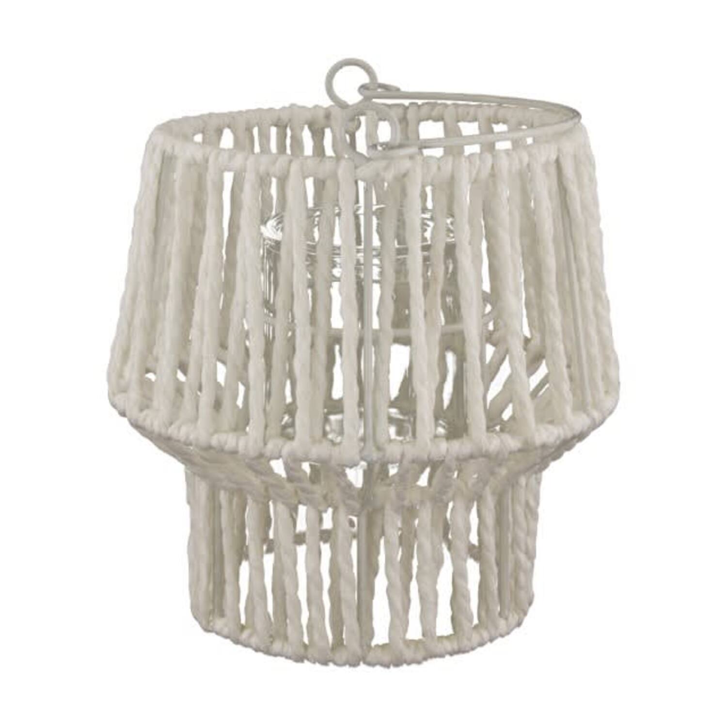Lantern paper rope nature with glass 18.5x18.5x19.5cm - White