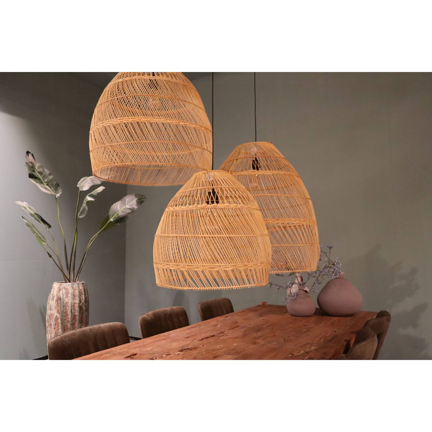 Ceiling light rattan 68x68x76cm S/3