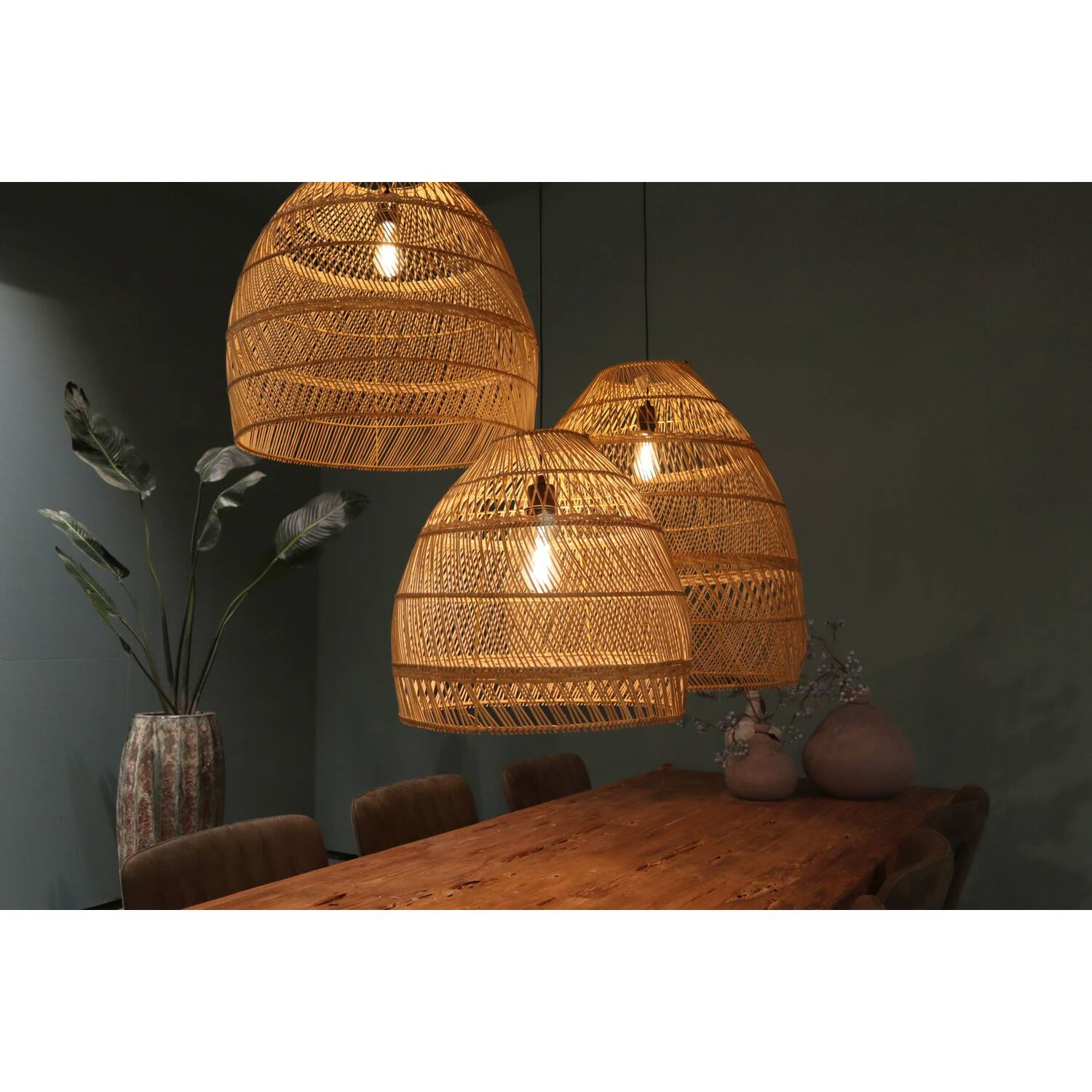 Ceiling light rattan 68x68x76cm S/3