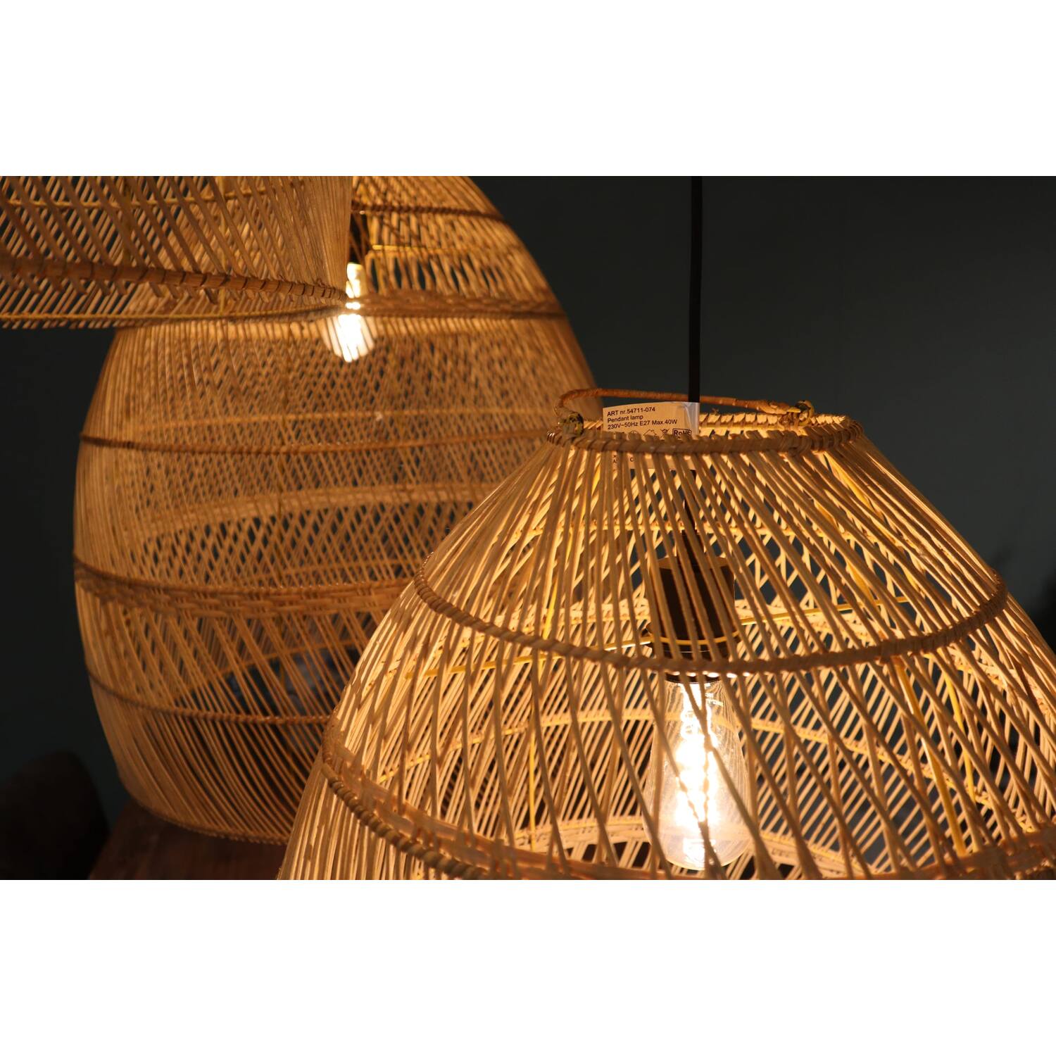 Ceiling light rattan 68x68x76cm S/3
