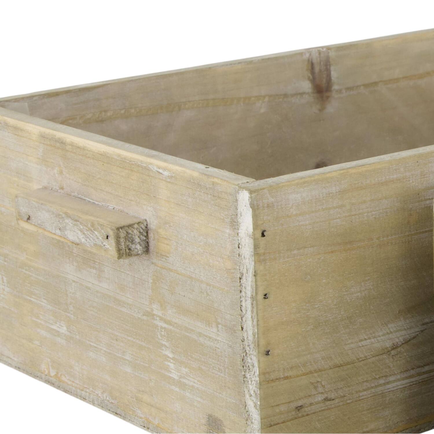 Box planter rectangular fir wood with plastic 35x20x11cm - Natural