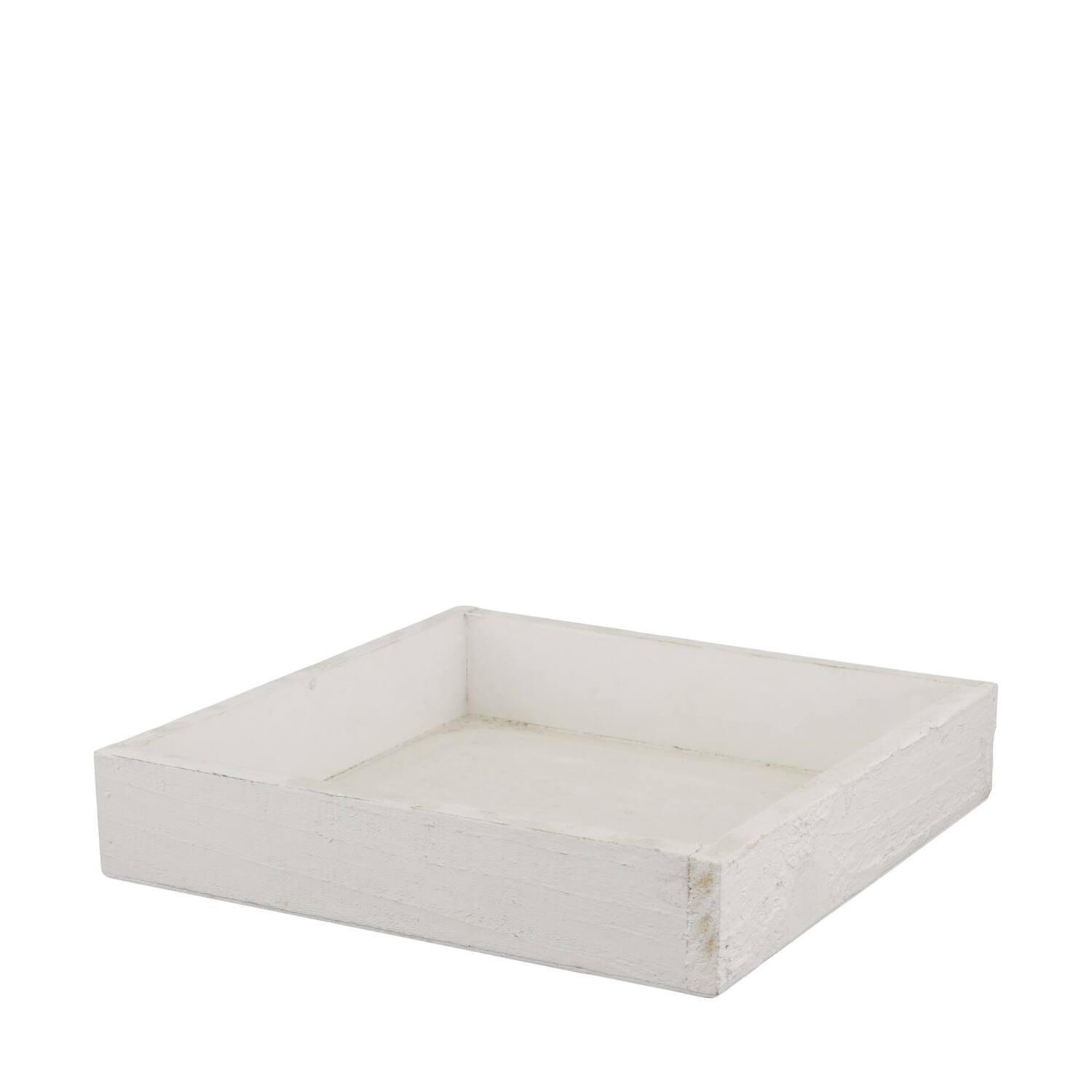 Plateau carre - Bois de pin - 20x20x4 cm - Blanc