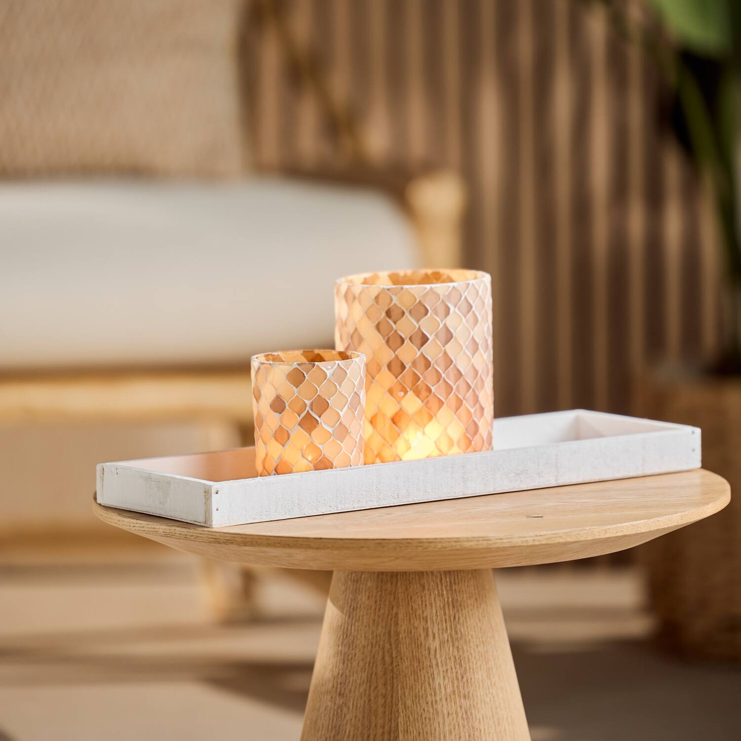 Tray fir wood 42x14x3cm - White