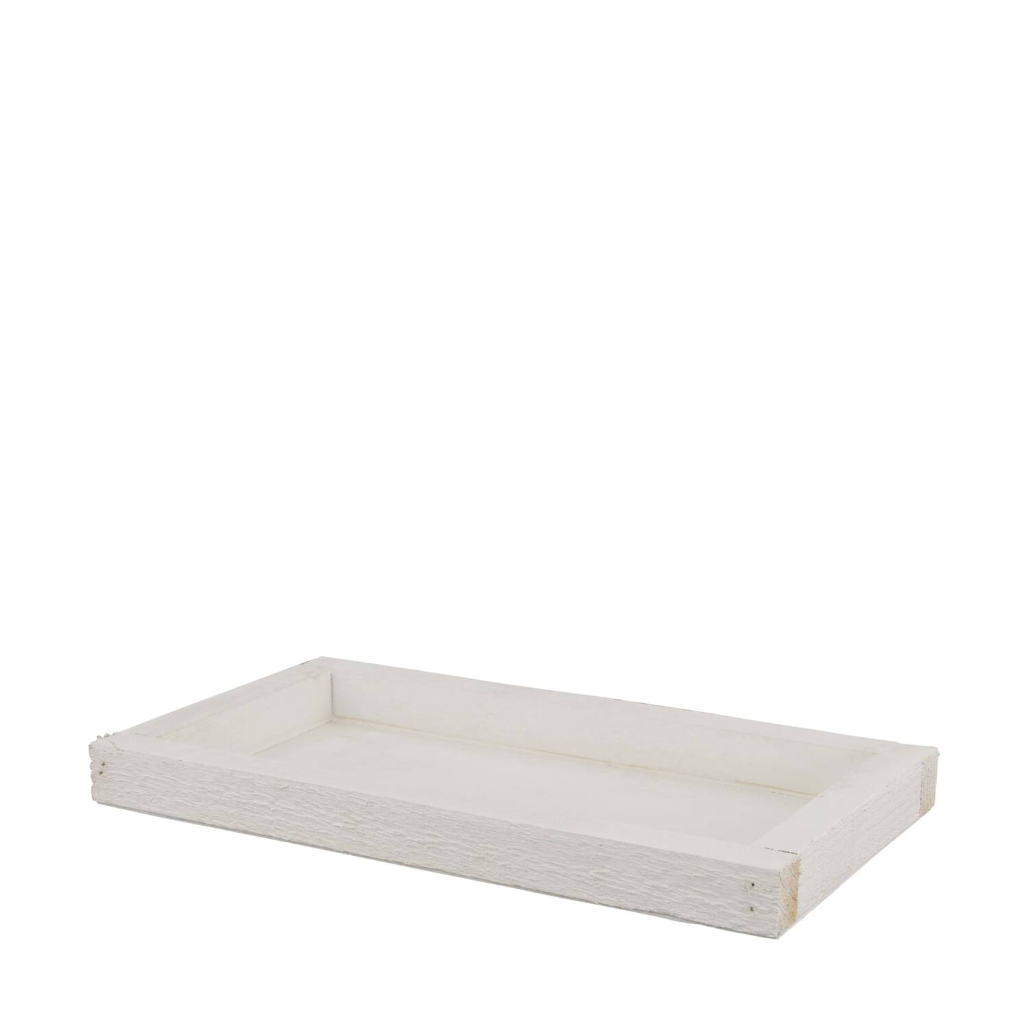 Tray rectangular fir wood 28x15x3cm - White