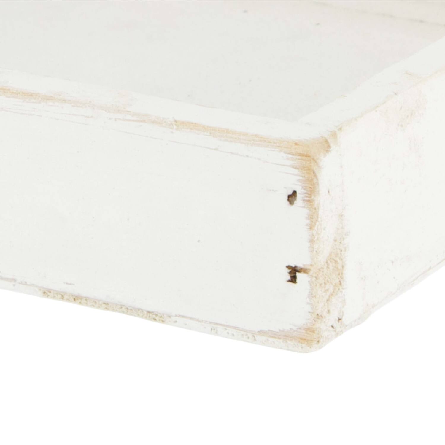 Tray square fir wood 14x14x3cm - White