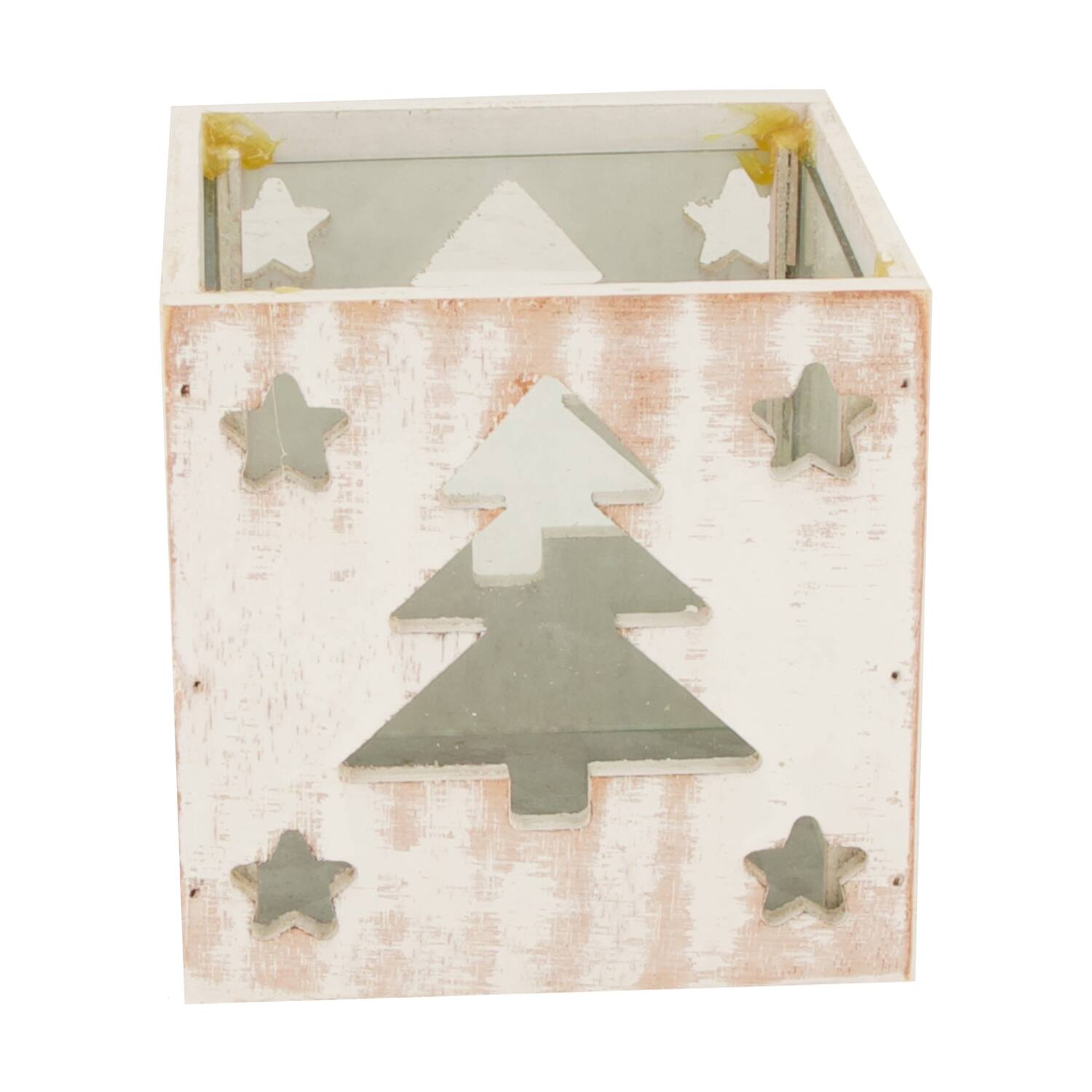 Tealight holder plywood 11.4x11.4x11.4cm FSC 100% - White