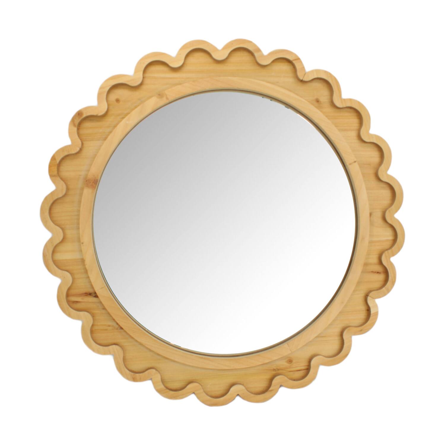 Mirror round fir wood 58x2.2x58cm FSC 100% - Natural