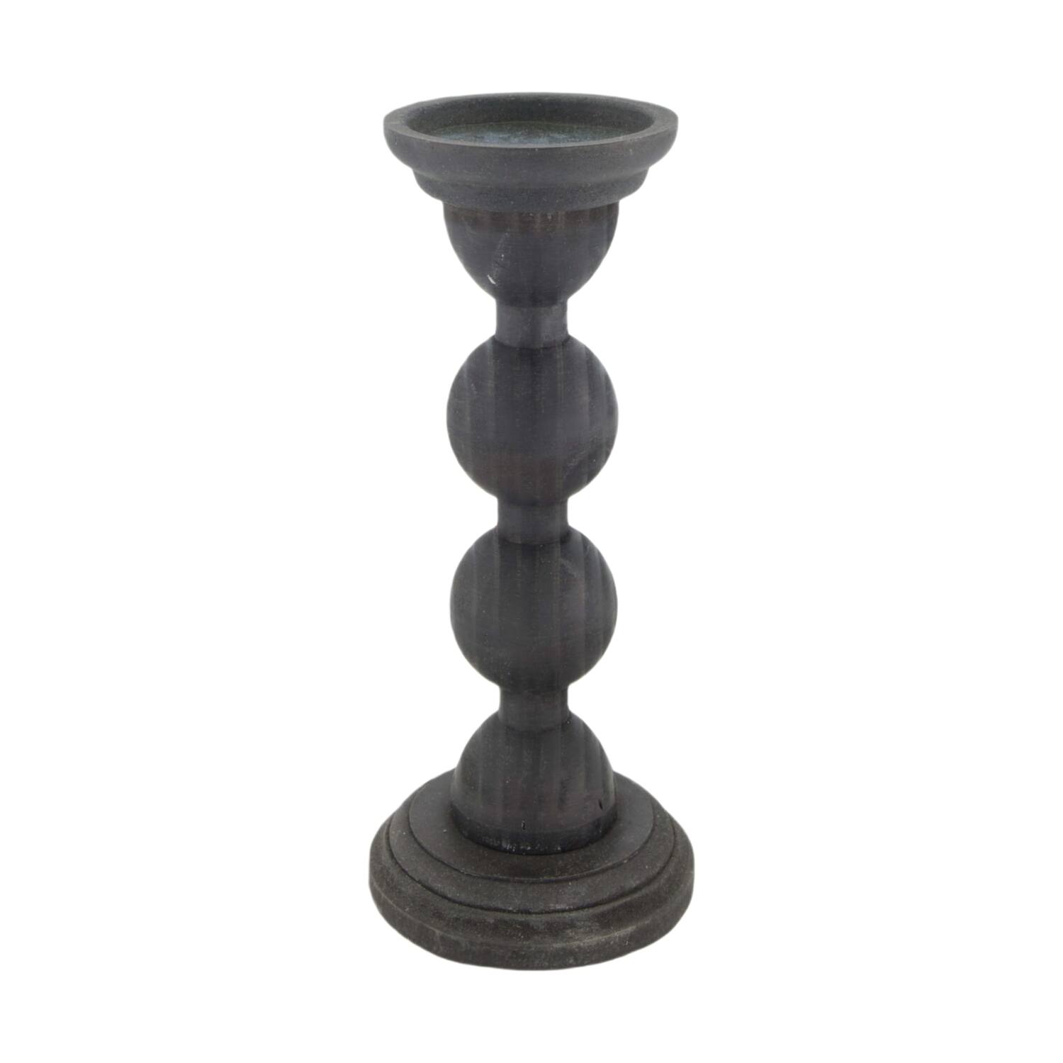 Candle holder fir wood 12.5x12.5x28.5cm FSC 100% - Black
