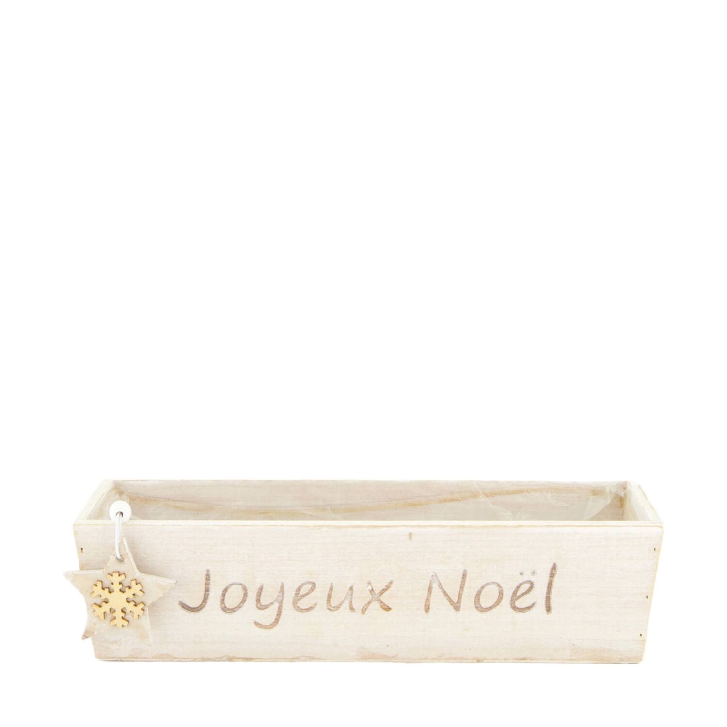 Planter Joyeux Noël plywood with plastic 28x8x7cm FSC 100%