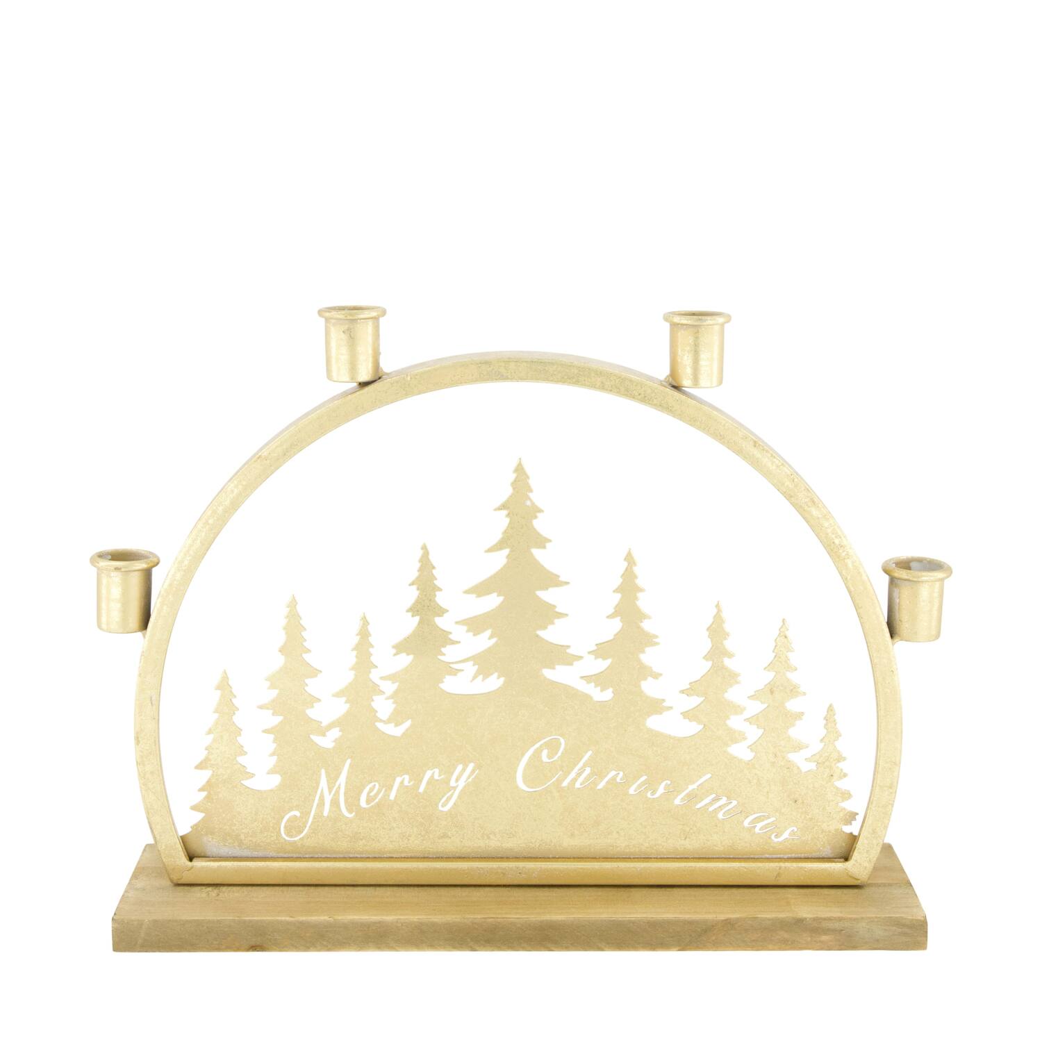 Candle holder Merry Christmas wood 36x7x29cm FSC 100% - Gold