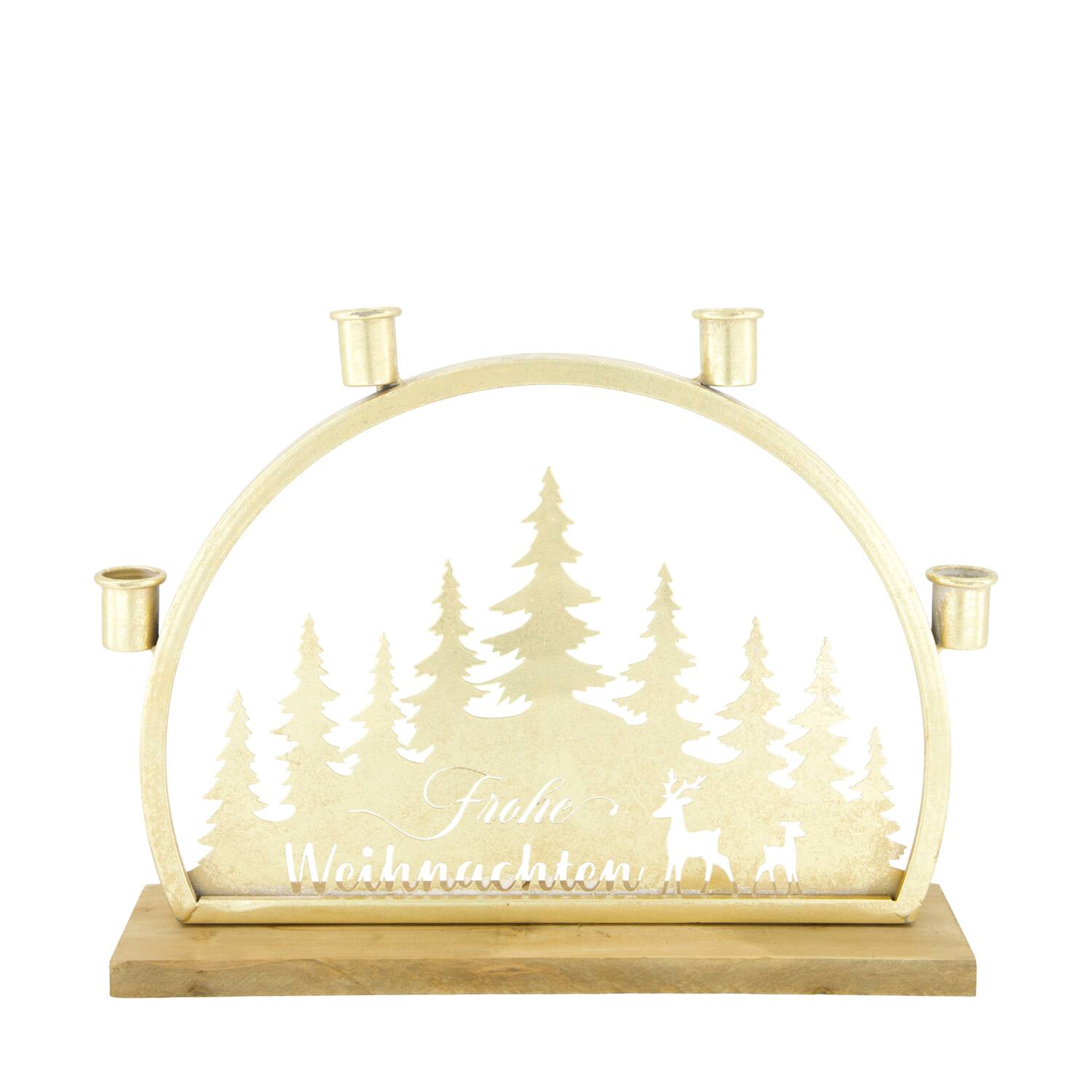 Dinnercandle holder Frohe Weihnachten fir wood 36x7x26cm FSC 100%