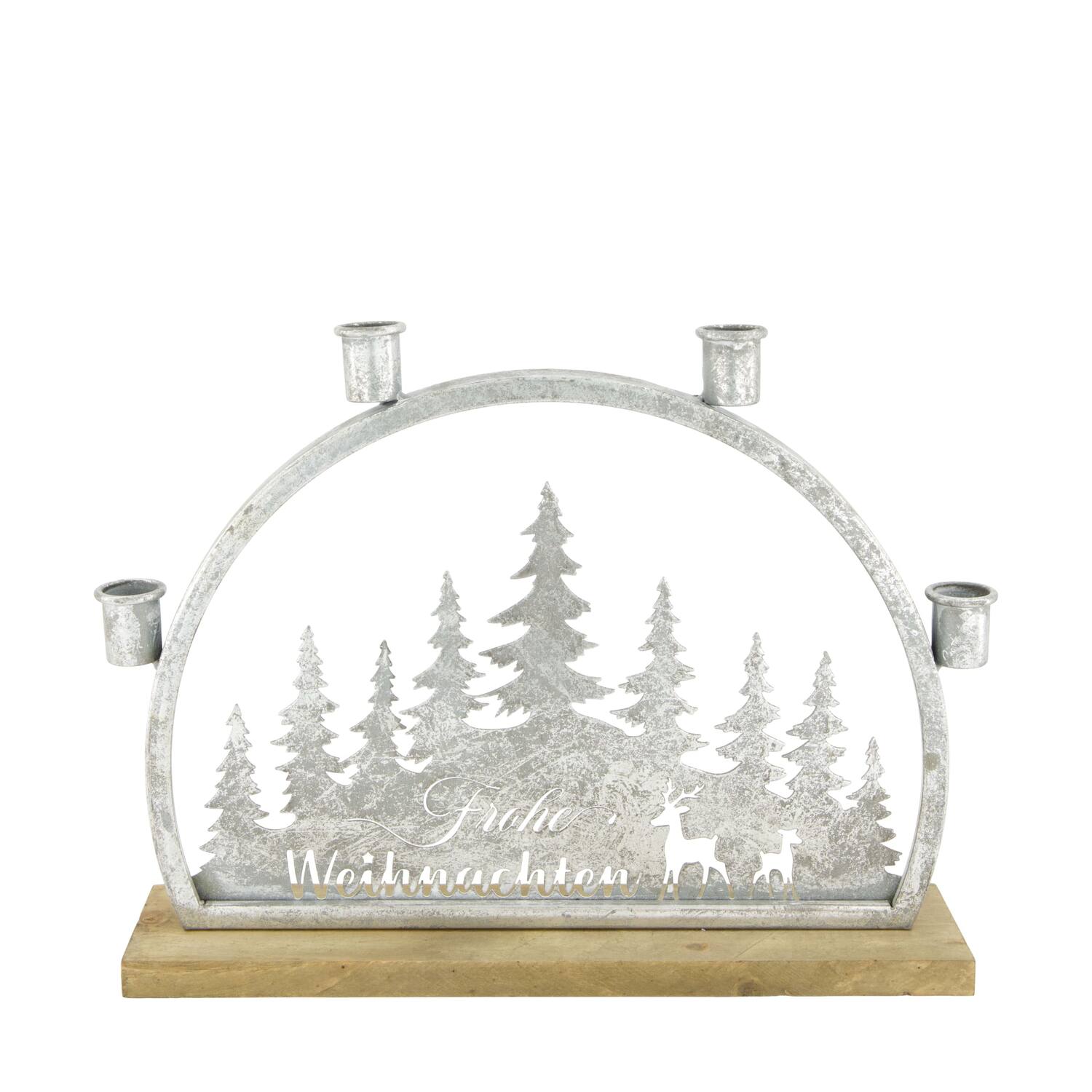 Dinnercandle holder Frohe Weihnachten fir wood 36x7x26cm FSC 100%