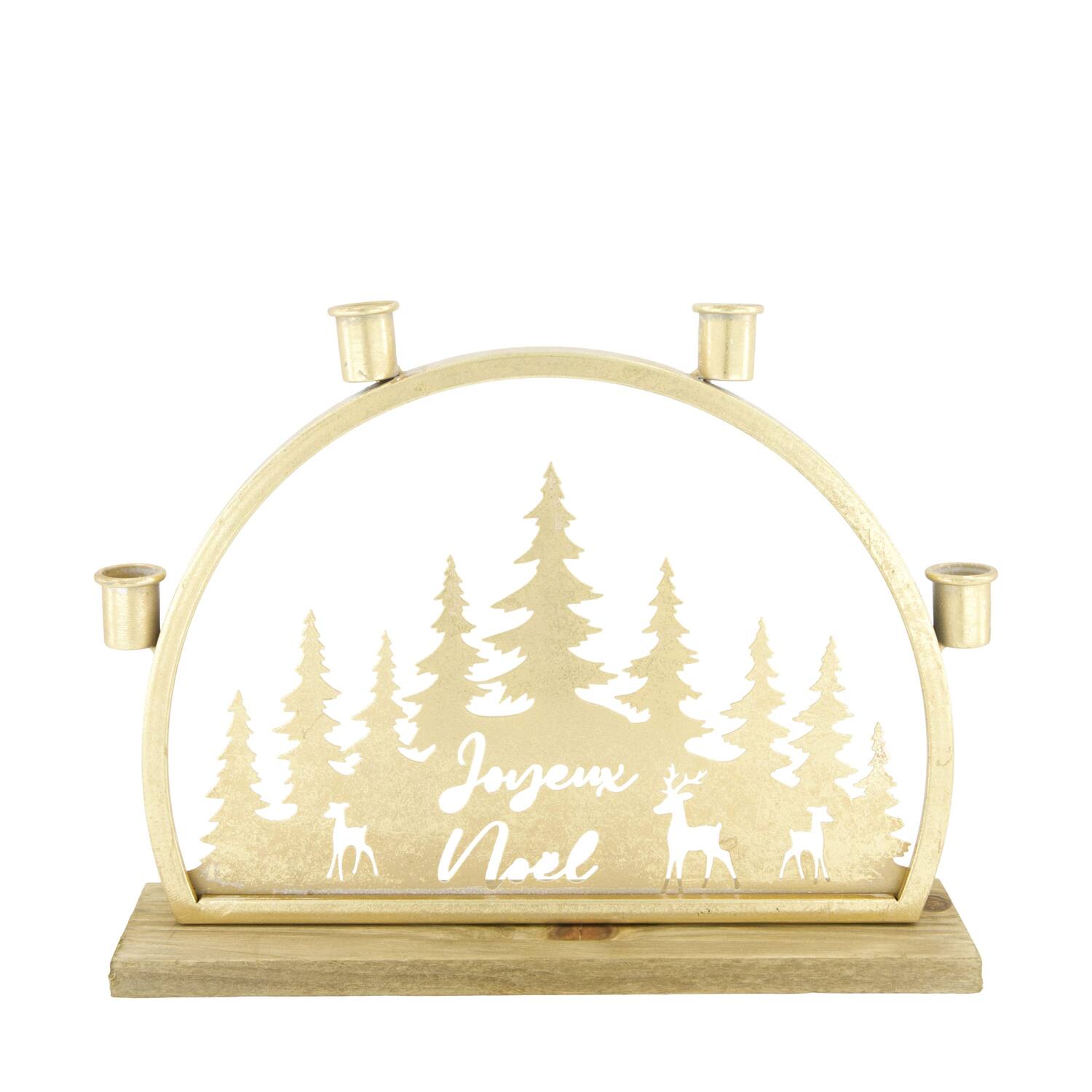 Candle holder Joyeux Noël fir wood 36x7x26cm FSC 100%