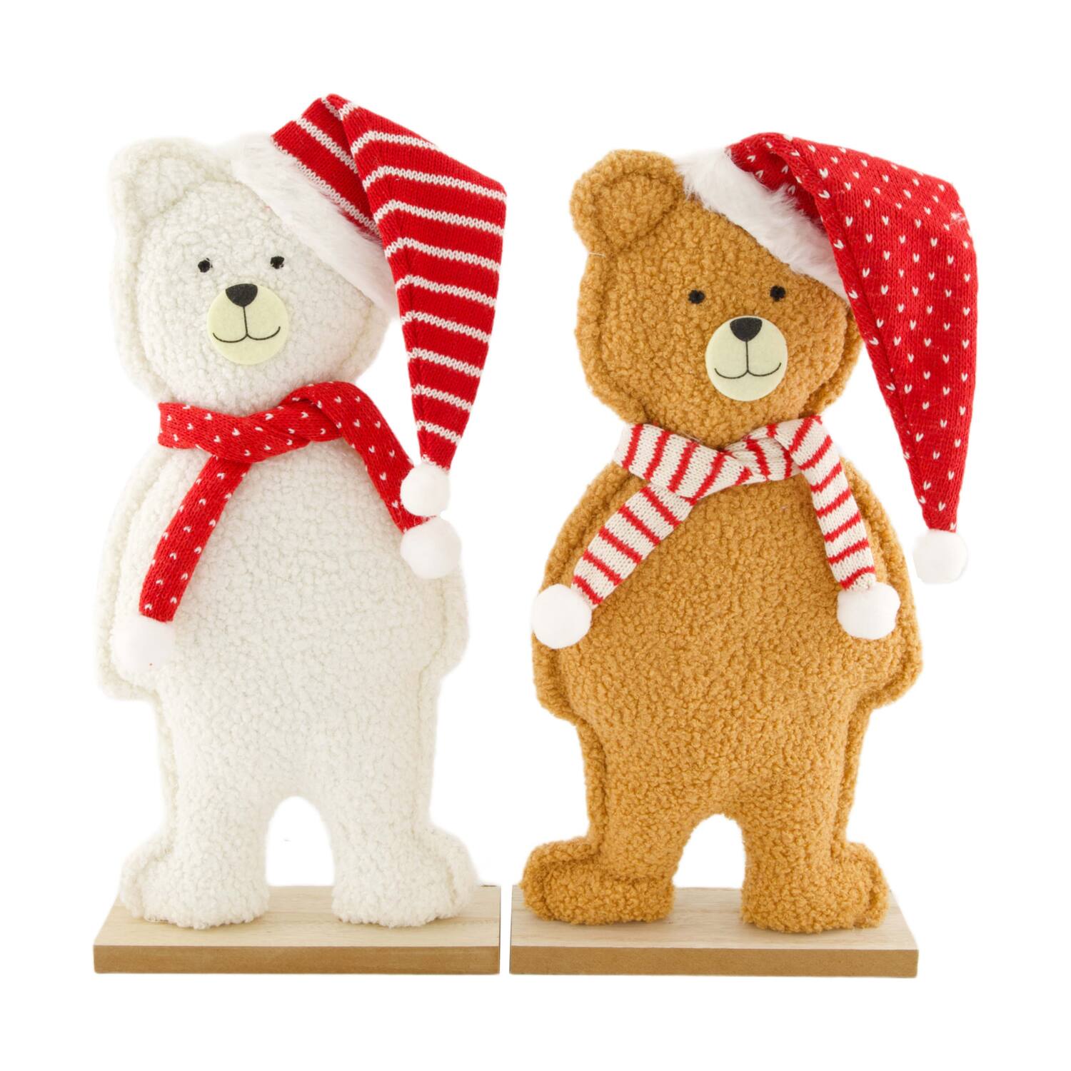 Figurine teddybear fabric  plywood 20x6x39cm FSC 100% - White